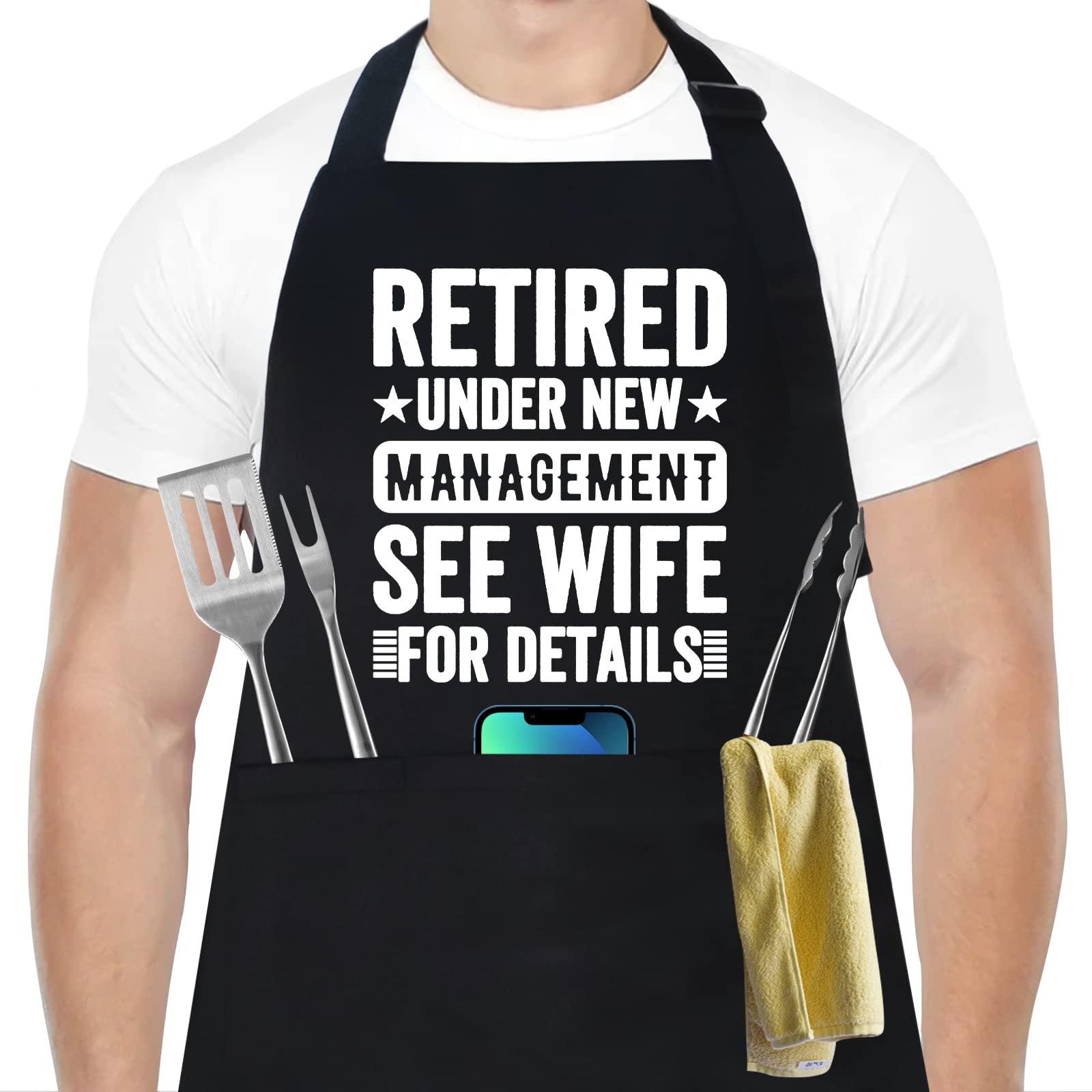 Retirement Gifts For Men Women, Best Retirement Gifts 2025, Retired Aprons For Men With 3 Pockets, Funny Retired Gift For Husban