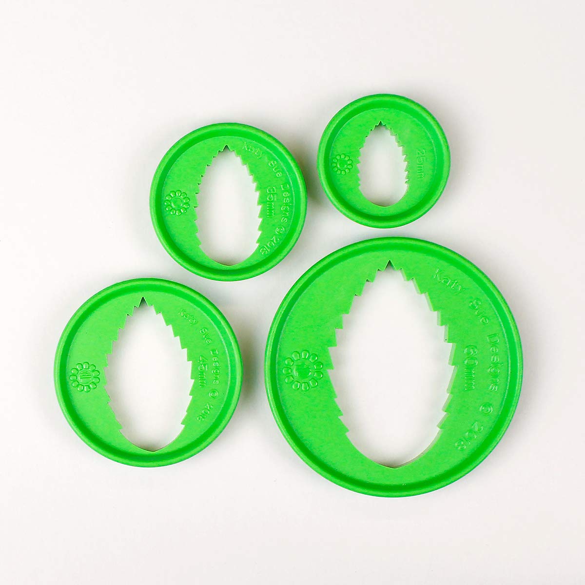 Flower Pro Cake Decorating Leaf Cutters (Set Of 4) By Katy Sue - Cut Leaves To 4 Different Sizes: 1) 1 X 0.6 Inch, 2) 1.4 X 0.8