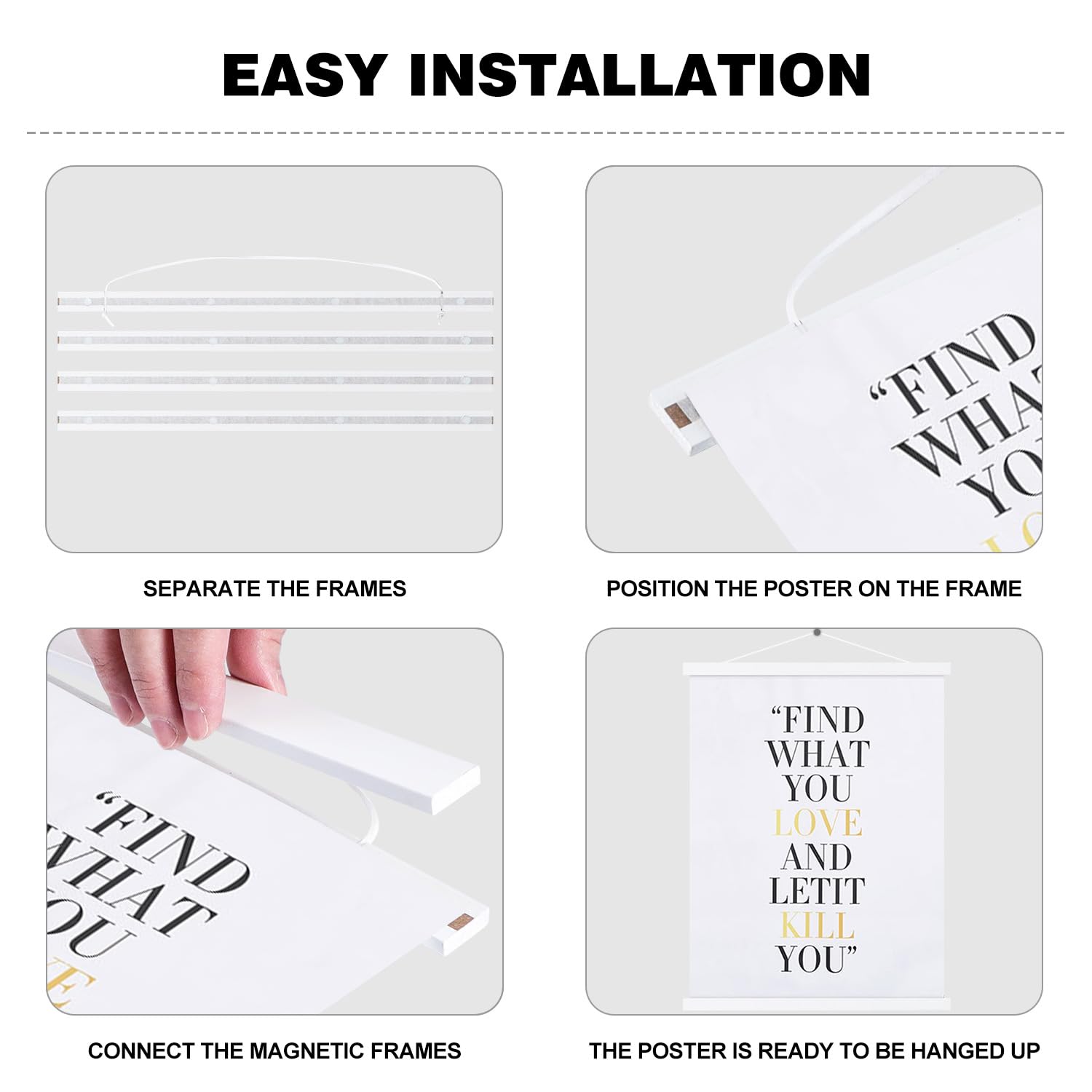 Benjia 12X16 12X18 12X24 Poster Frame, Magnetic Light Wood Wooden Frame Frames Hanger For Photo Picture Canvas Artwork Wall Hang