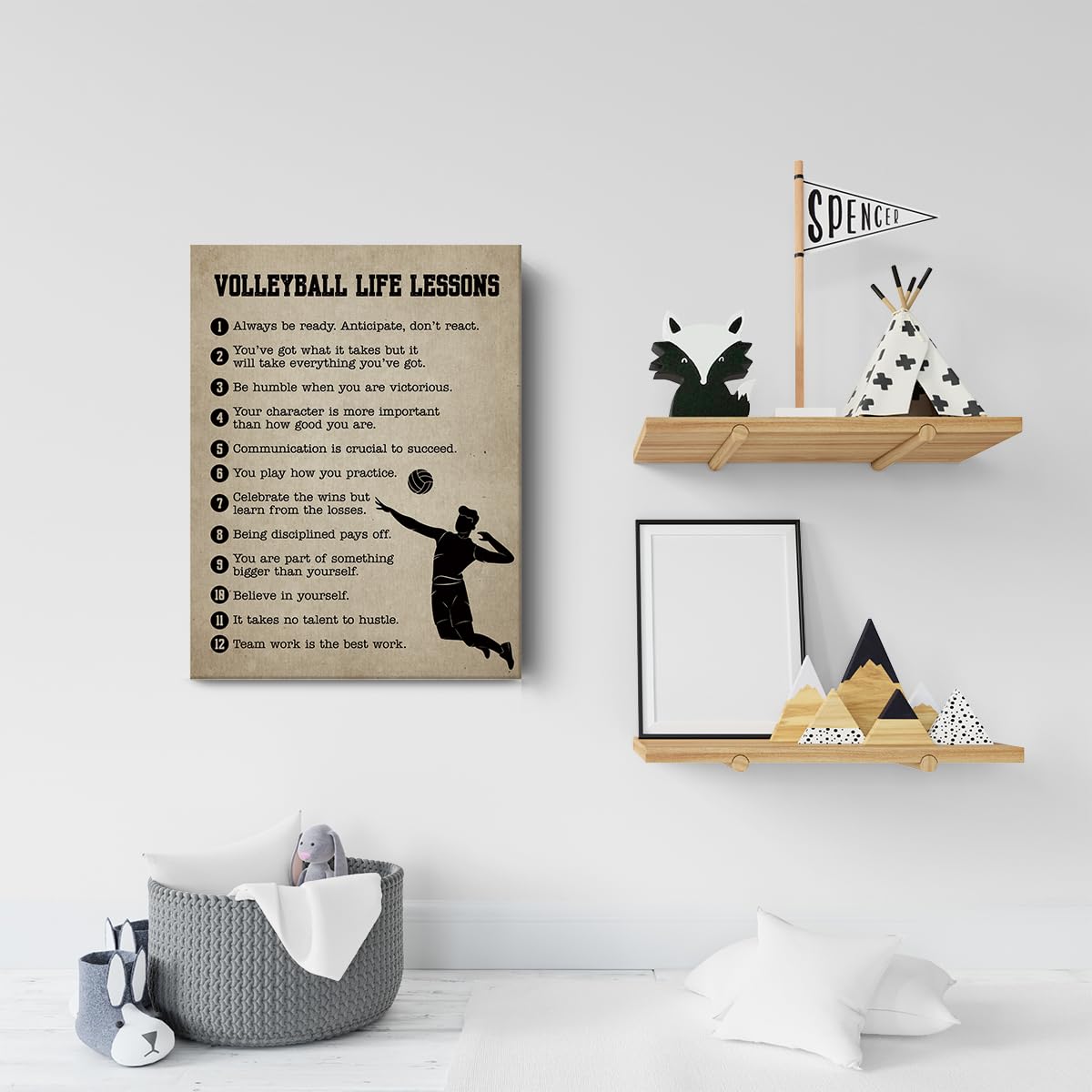Volleyball Gifts Inspirational Wall Decor Canvas Wall Art Artwork Volleyball Framed Art Paintings Sports Posters For Men Athlete