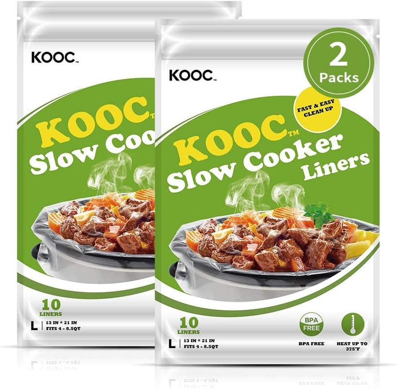 Kooc Slow Cooker Liners 13X21 Inch 20 Count Large Size Disposable Pot Liners Cooking Bags Fit 3Qt To 8.5Qt Pot Bpa Free Fresh Lo