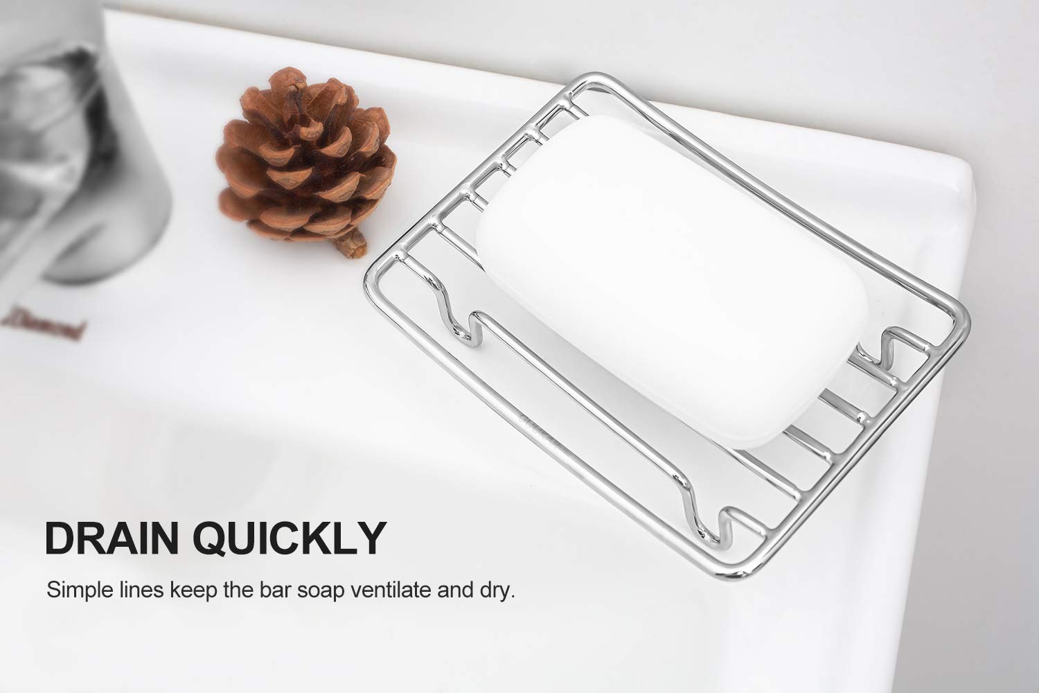 GUUKAR Bar Soap Dish Holder for Shower Bathroom Stainless Steel Rust Proof Self Draining  Chrome-1 Pack