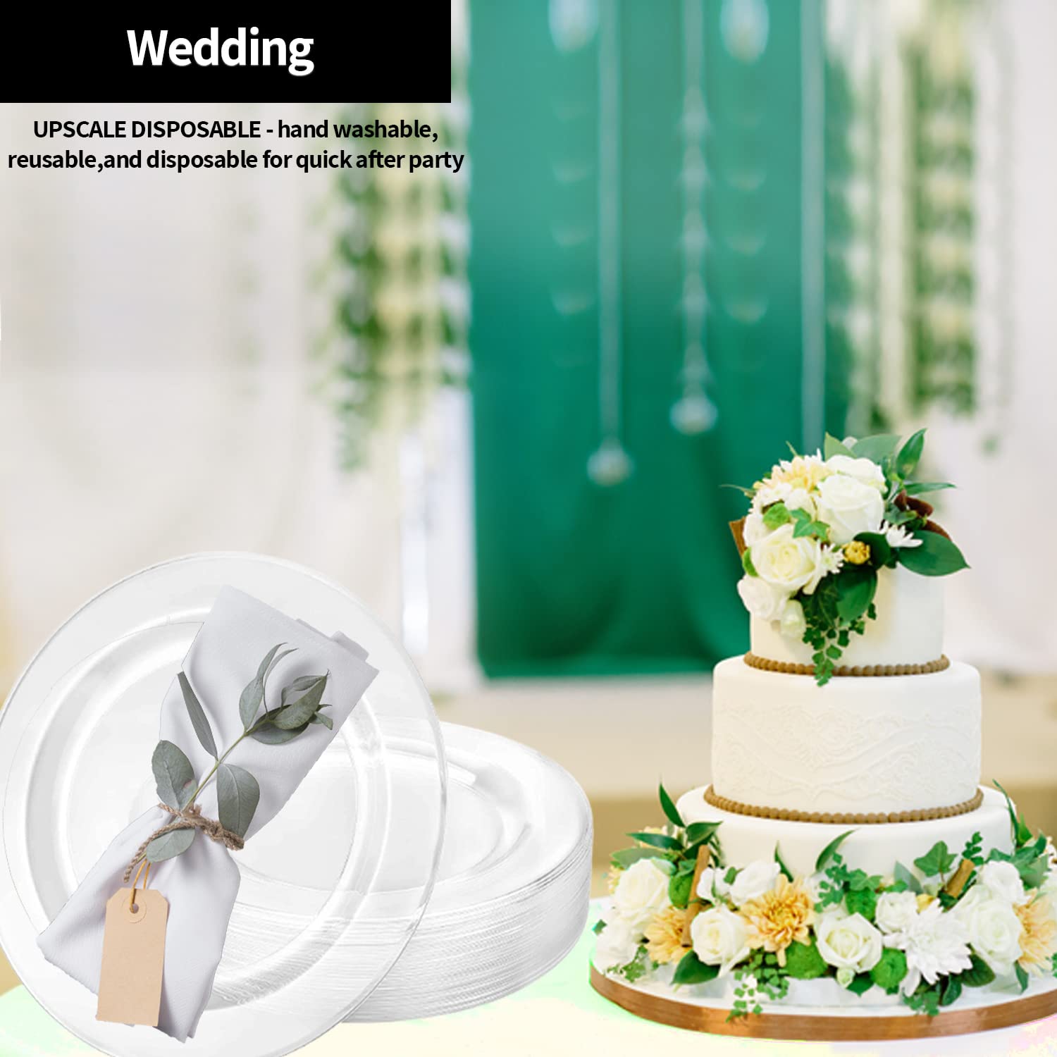 Premium Quality Heavyweight Plastic Plates China Like. Wedding And Party Dinnerware Plastic Plates 6.25 Inc Clear-Value Pack 40