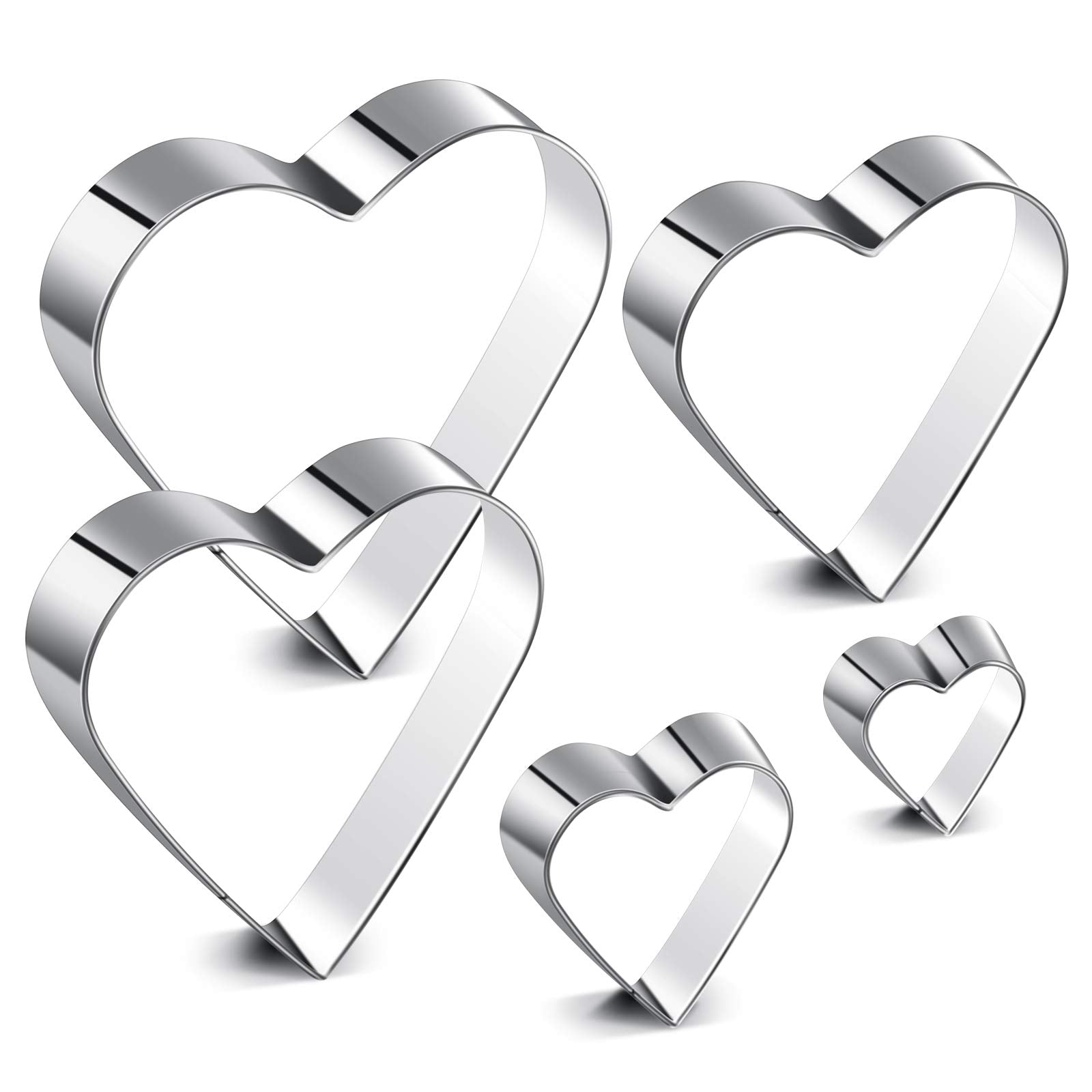 5 Pieces Heart Shape Cookie Cutter Set Valentine Cookie Cutter Stainless Steel Heart Cutter Valentine'S Day Present For Sandwich