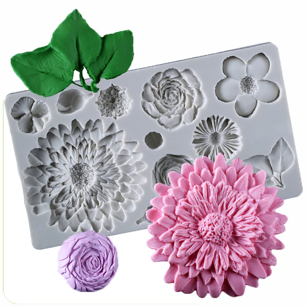 Guratapa Flower And Leaf Chrysanthemum Roses Silicone Molds For Diy Fondant Candy Making Chocolate Mold Desserts Ice Cube Gum Cl