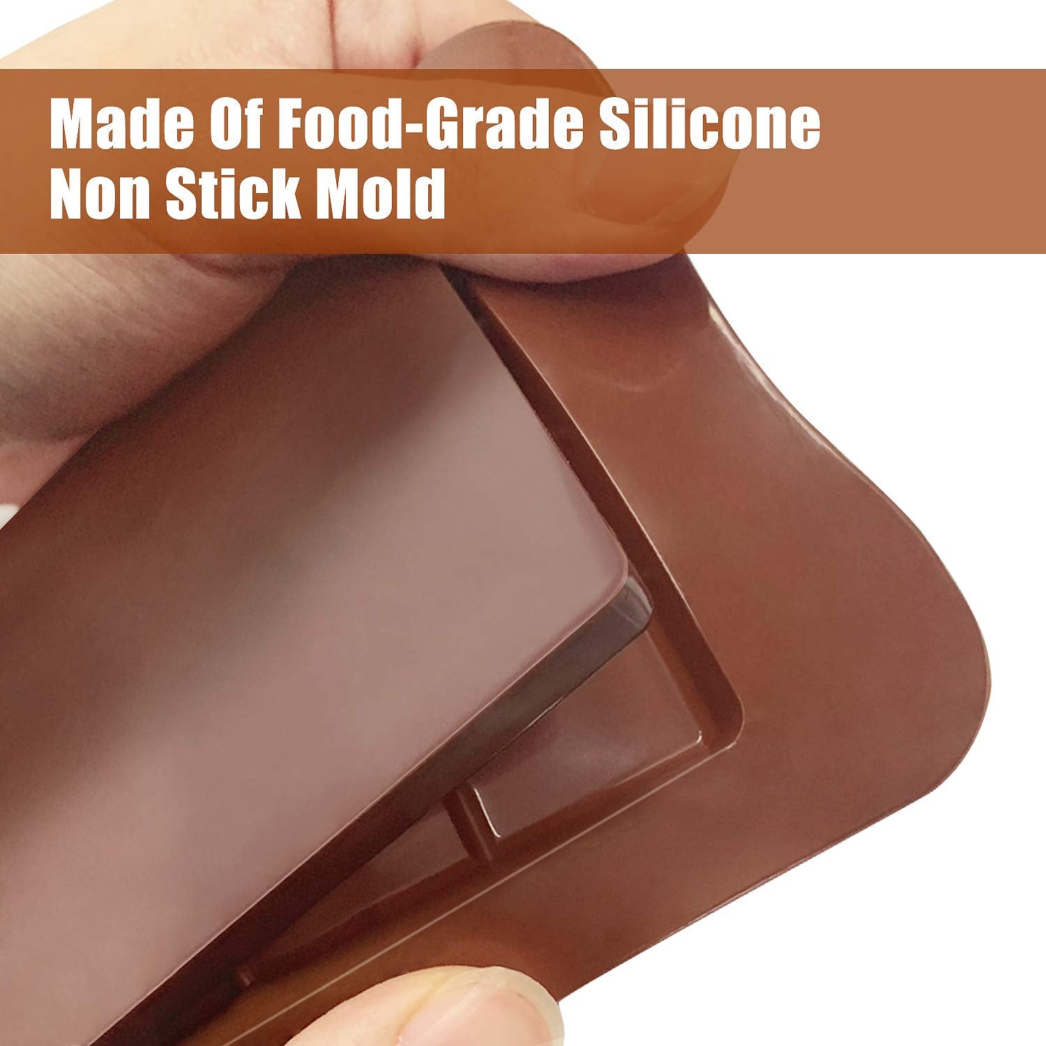 Walfos Break-Apart Chocolate Molds, Non-Stick Silicone Chocolate Bar Mold, Food Grade Candy Bar Mold, Perfect For Energy Bar, Co