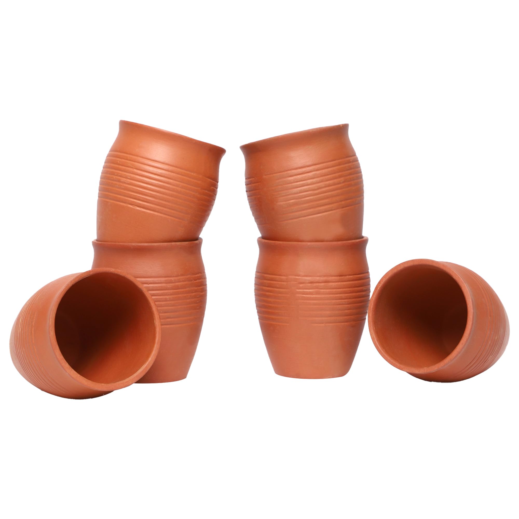 Ksi Handcrafted Mitti Clay Kulhad Tea Cup Set Of 6 225 Ml Each Earthen Kullad Cups For Tea Coffee Milk Natural Terracotta Drinkw