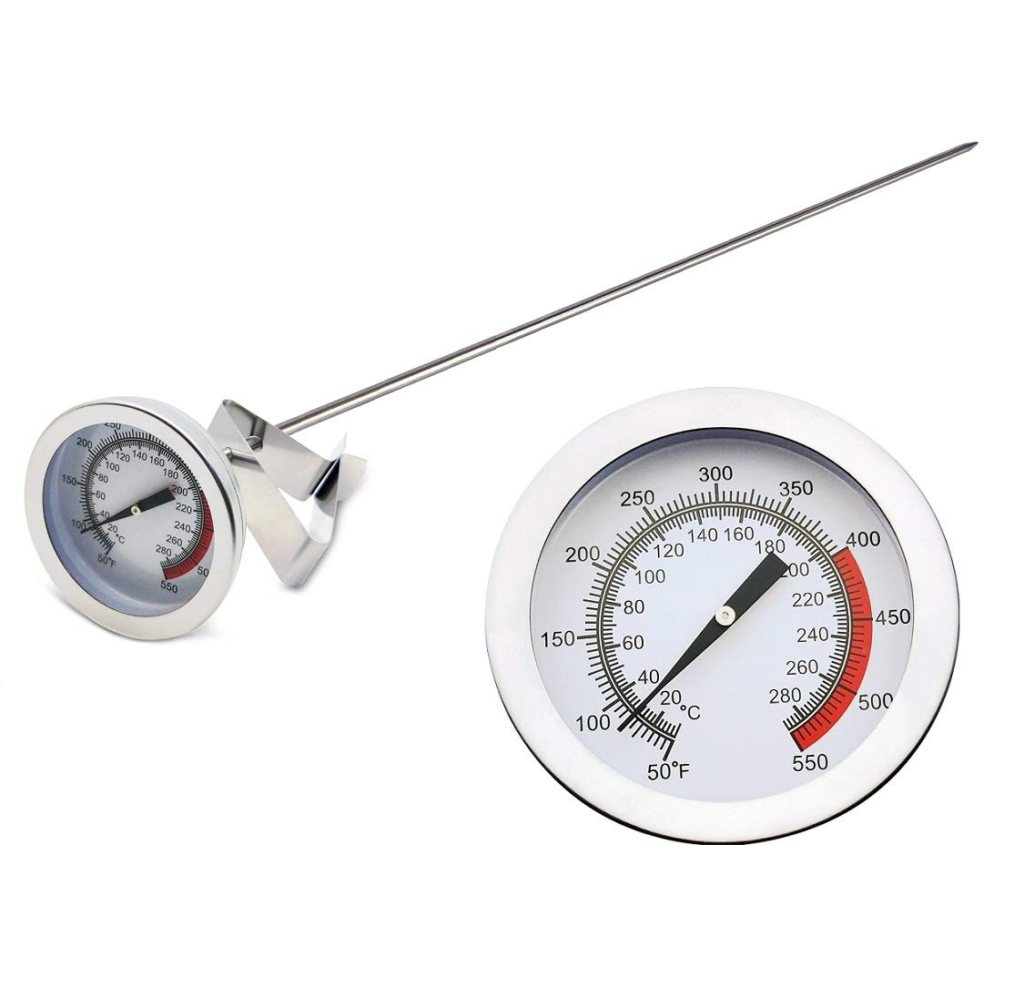 Deep Fryer Turkey Thermometer With Clip&15 Inch Stem - Best Professional Kitchen Pot Fryer Thermometer, Stainless Steel Fry Oil
