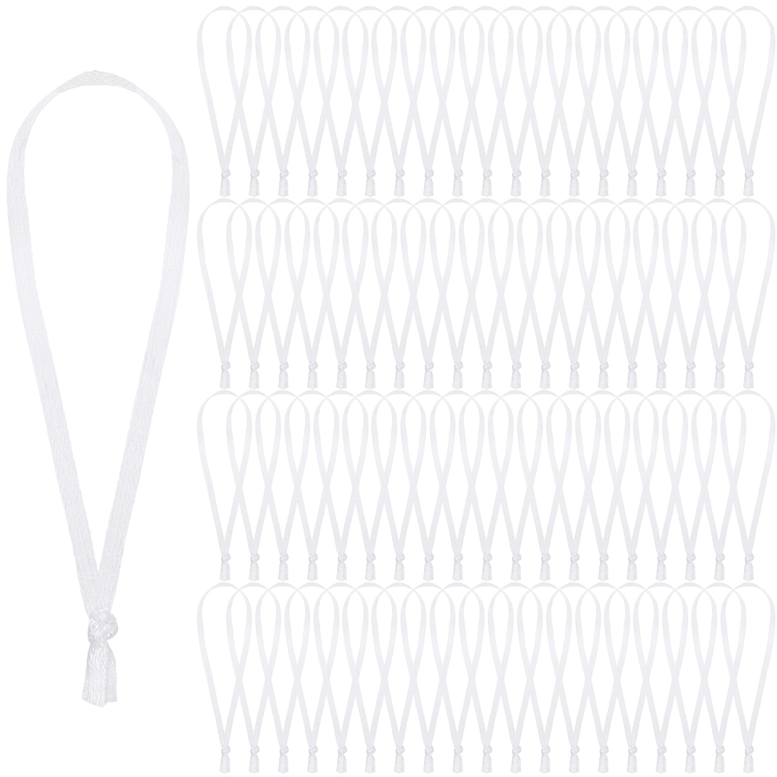 JUNEBRUSHS 300Pcs Christmas Ornament Ribbon Hangers, Hand Tied Ornaments String Ties Ornament Loops Thin Ribbon for Christmas Tr