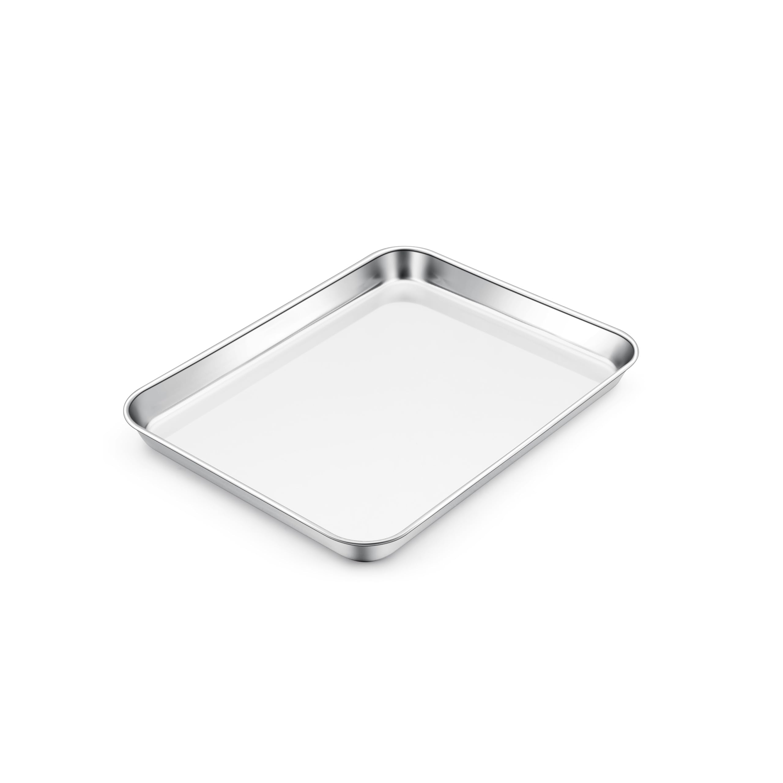 E-far Toaster Oven Tray, 10.5   x8.3    Stainless Steel Small Baking Cookie Sheet, Compact Non-toxic Metal Baking Pan for Cake, 