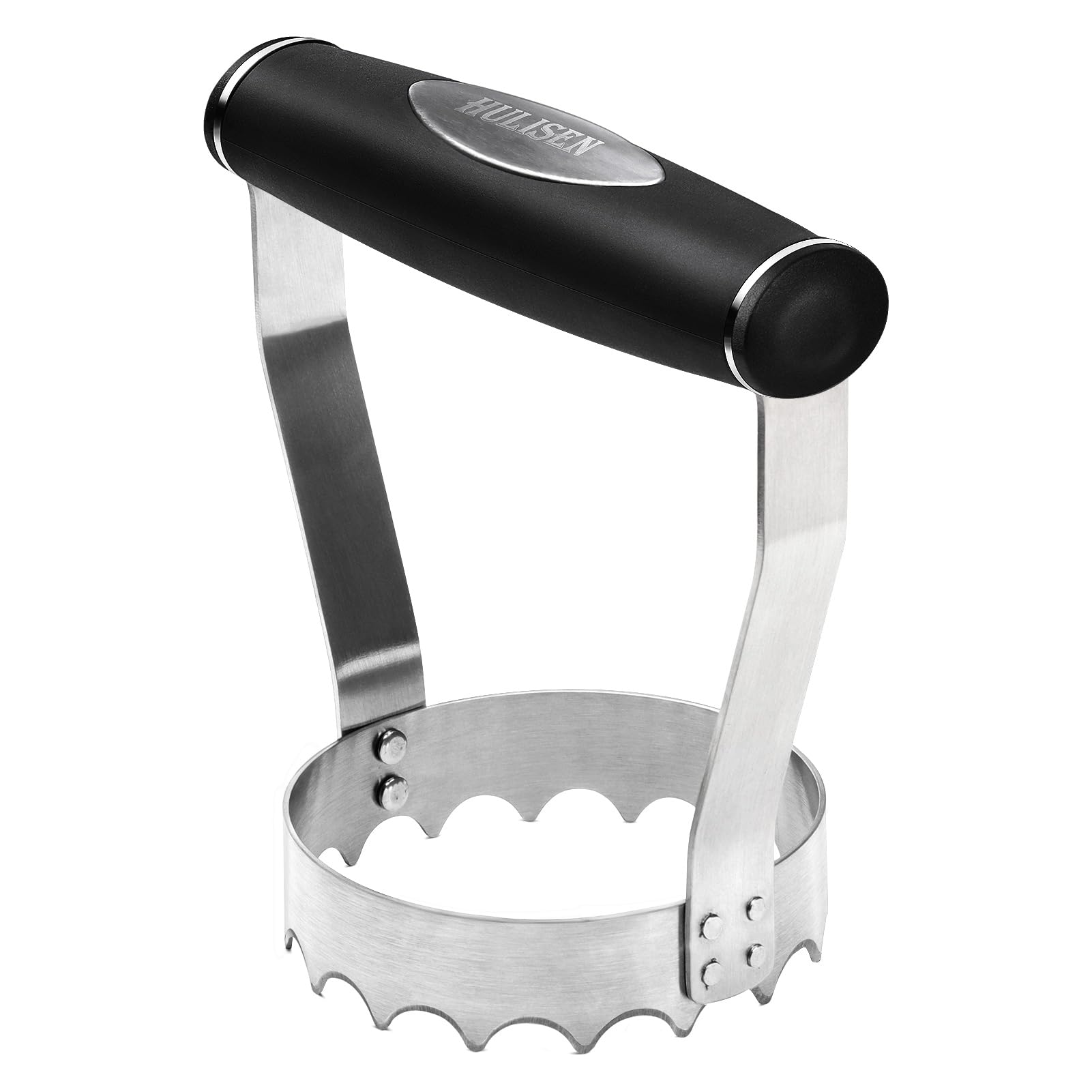 Hulisen Cutlery Serrated Food Chopper, 3 Inch Stainless Steel Manual Hand Chopper With Grip Handle & Serrated Tooth Edge, Handhe