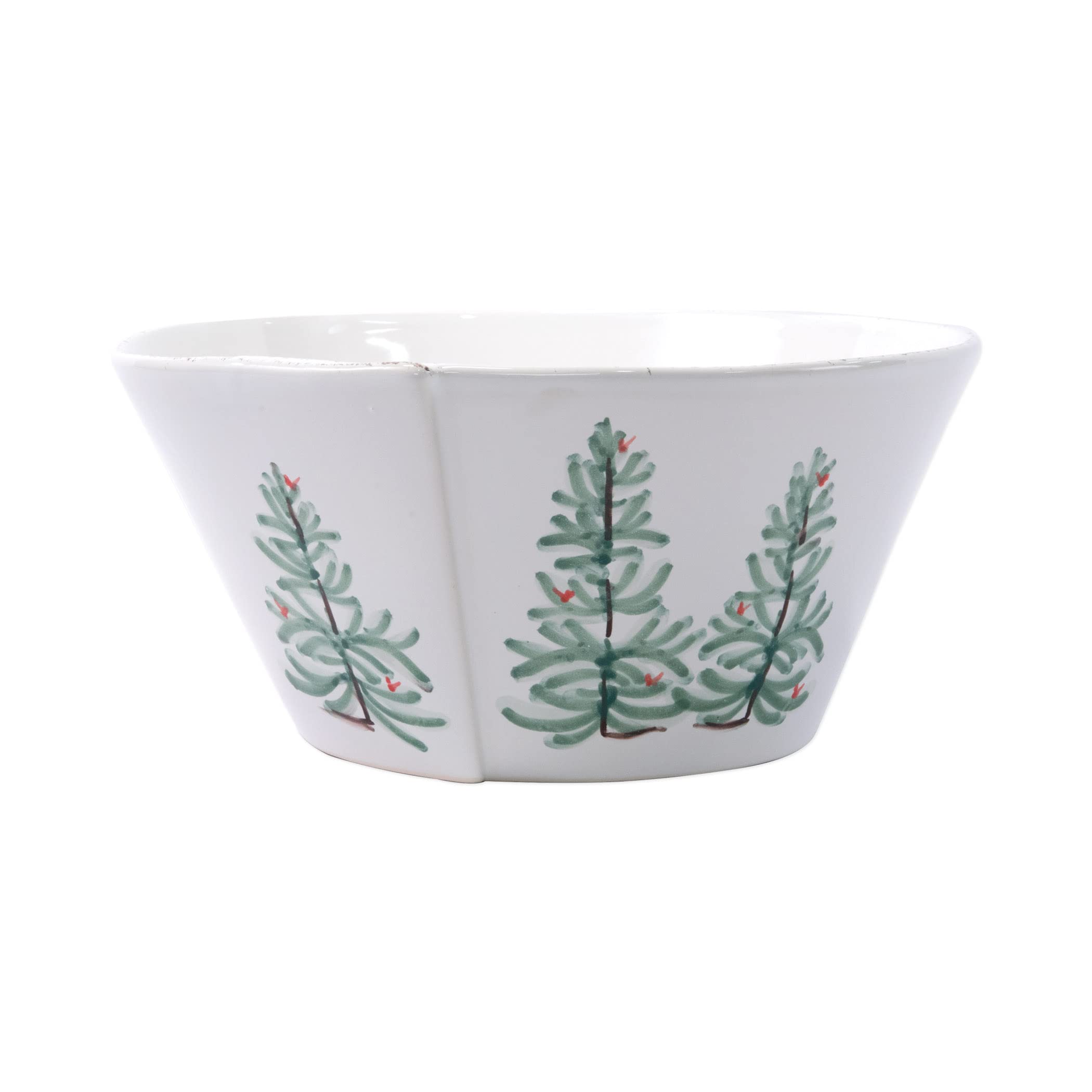Vietri Lastra Holiday White & Green Large Stacking Serving Bowl, 10.5'' D Italian Artisan Stoneware Dinner Serveware Dish