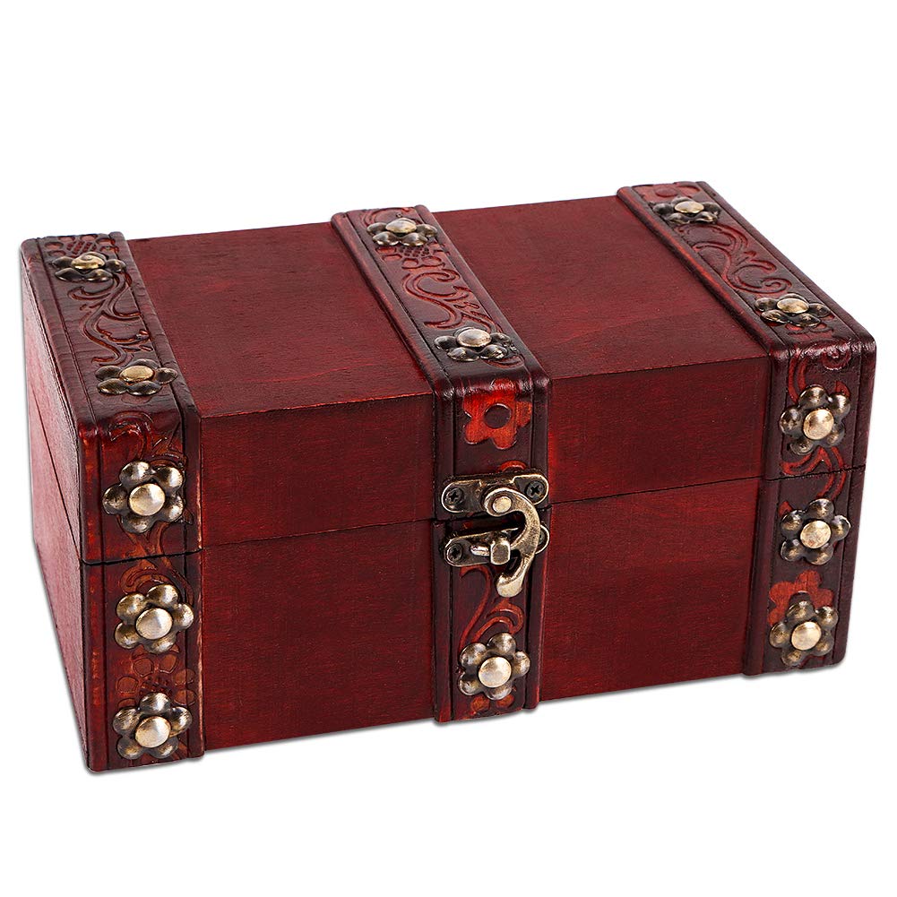 XJF Treasure Chest,7.8 Treasure Box,Wooden Keepsake Box for Trinkets,Taro Cards,Gifts and Home Decor
