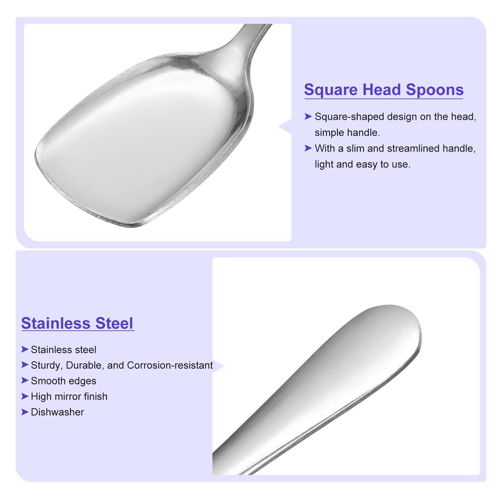 Uxcell Set Of 6 Stainless Steel Ice Cream Spoons, 7.5-Inch Yogurt Spoons Dessert Spoons Shovel Cake Spoons For Home, Kitchen, Re