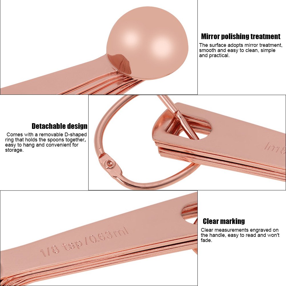 Copper Measuring Spoons 6 Pcs Stainless Steel Spoons Dry & Liquid Ingredients Measurement Spoon