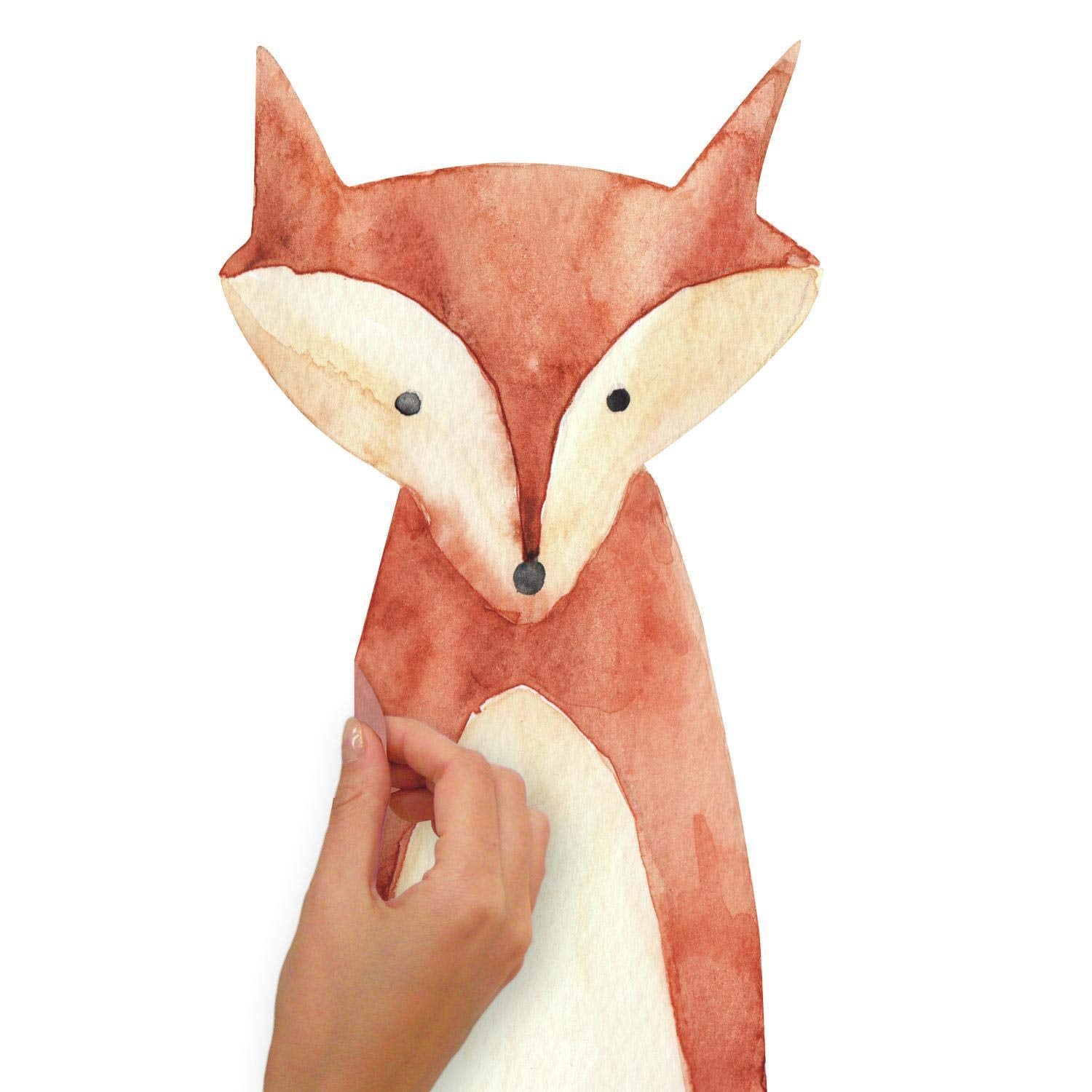 Roommates Rmk4020Scs Watercolor Woodland Critters Peel And Stick Wall Decals, Brown, Gray, Green, Orange, Tan