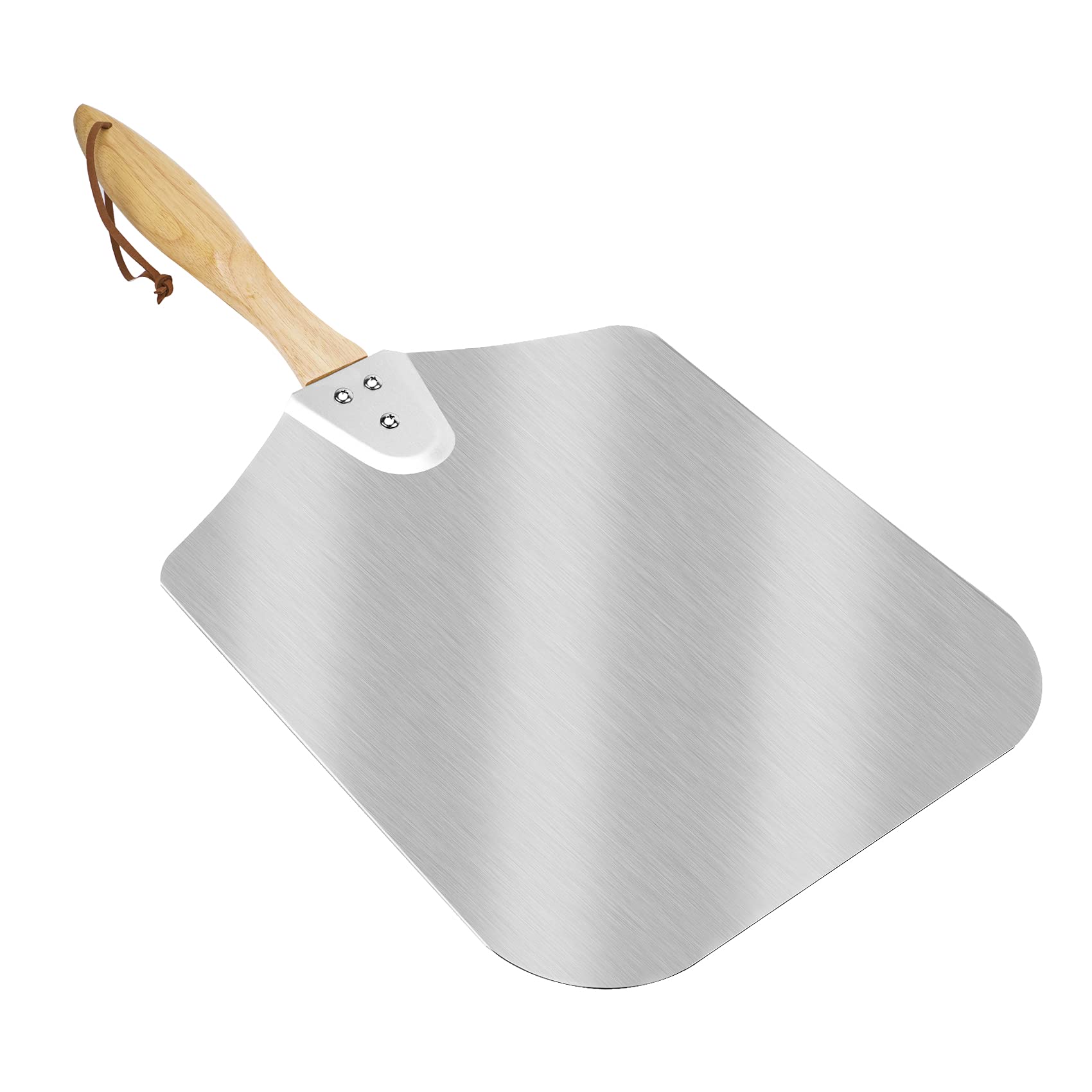 Skyflame Kitchen Supply Aluminum Pizza Peel With Wooden Handle 12 Inch X 14 Inch, Pizza Paddle For Baking Homemade Pizza Bread