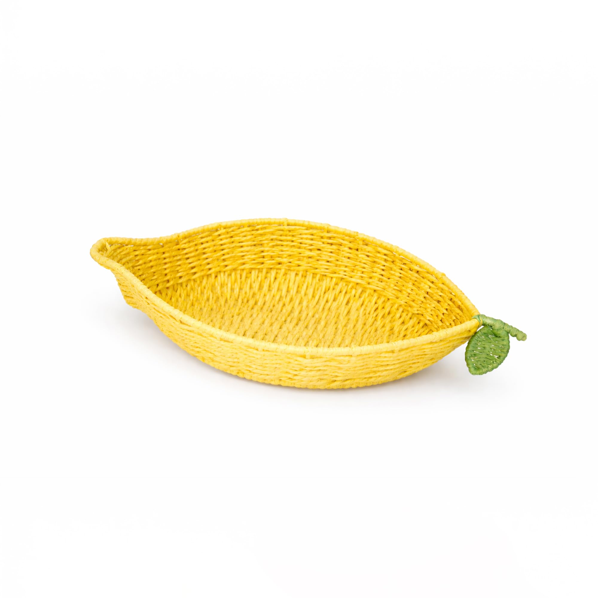 Chumbak Limonata Basket Tray | Citrus Collection | Handwoven Recycled Paper Basket Tray | Lemon Shaped | Table Organiser | Home 
