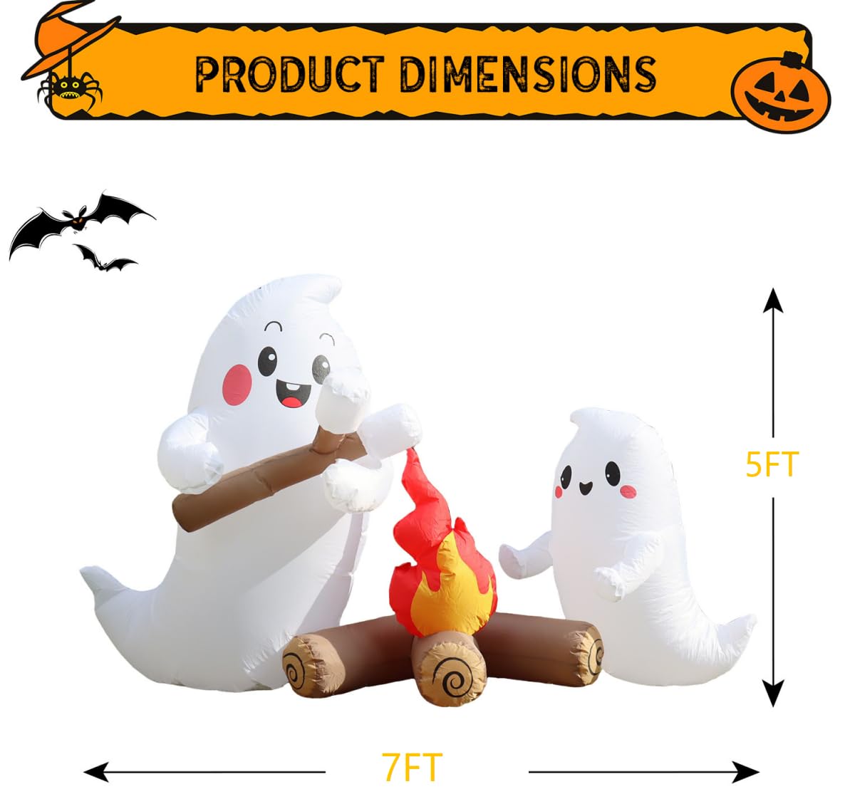 8FT Halloween Inflatables Roof Decorations, Mummy Holding Witch and Black Cat with Bandages, Holiday Blow Up Outdoor Decorations