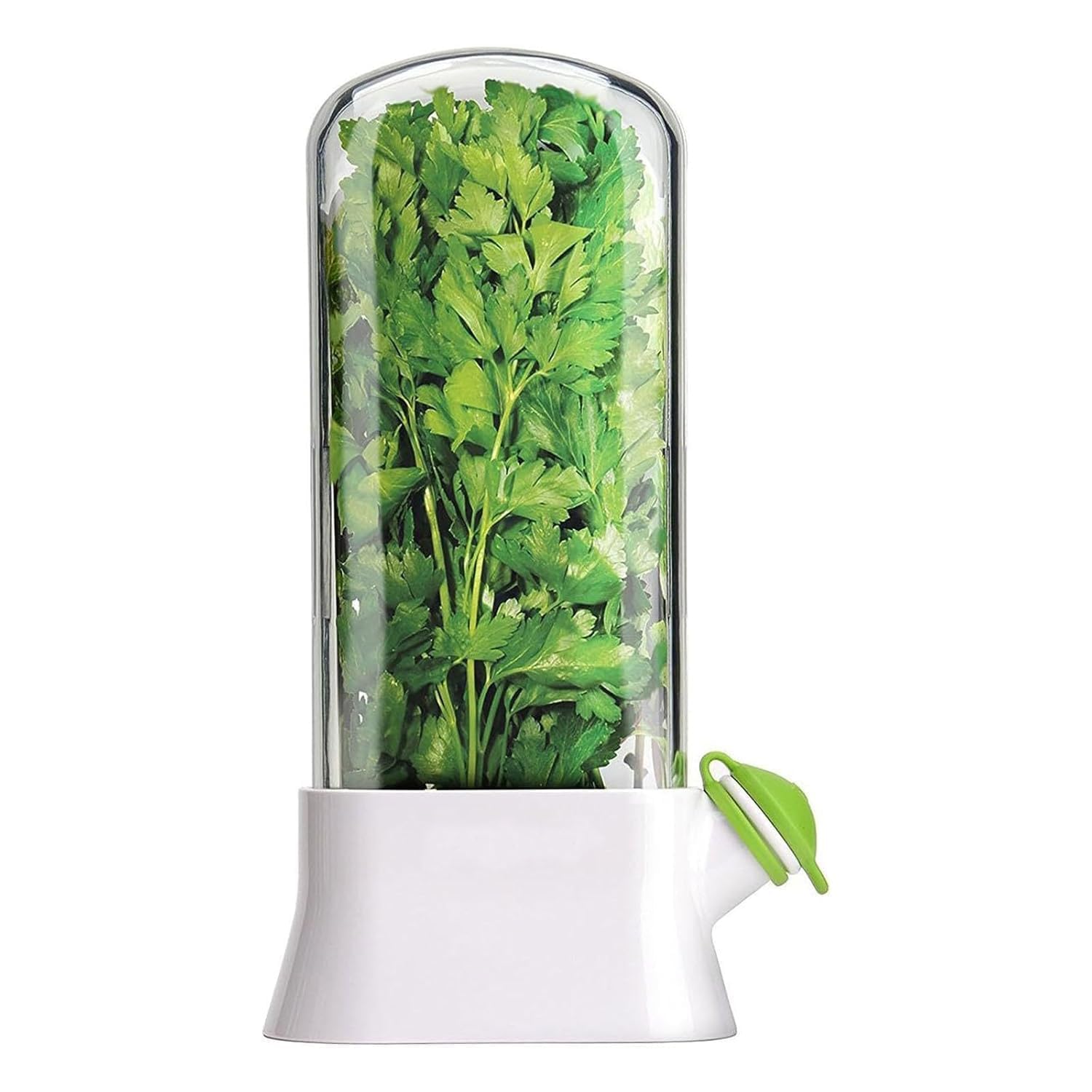Grilax Herb Keeper Storage Container For Refrigerator, Fresh Herb Saver With Water Reservoir, BpaFree Vegetable Storage Box For