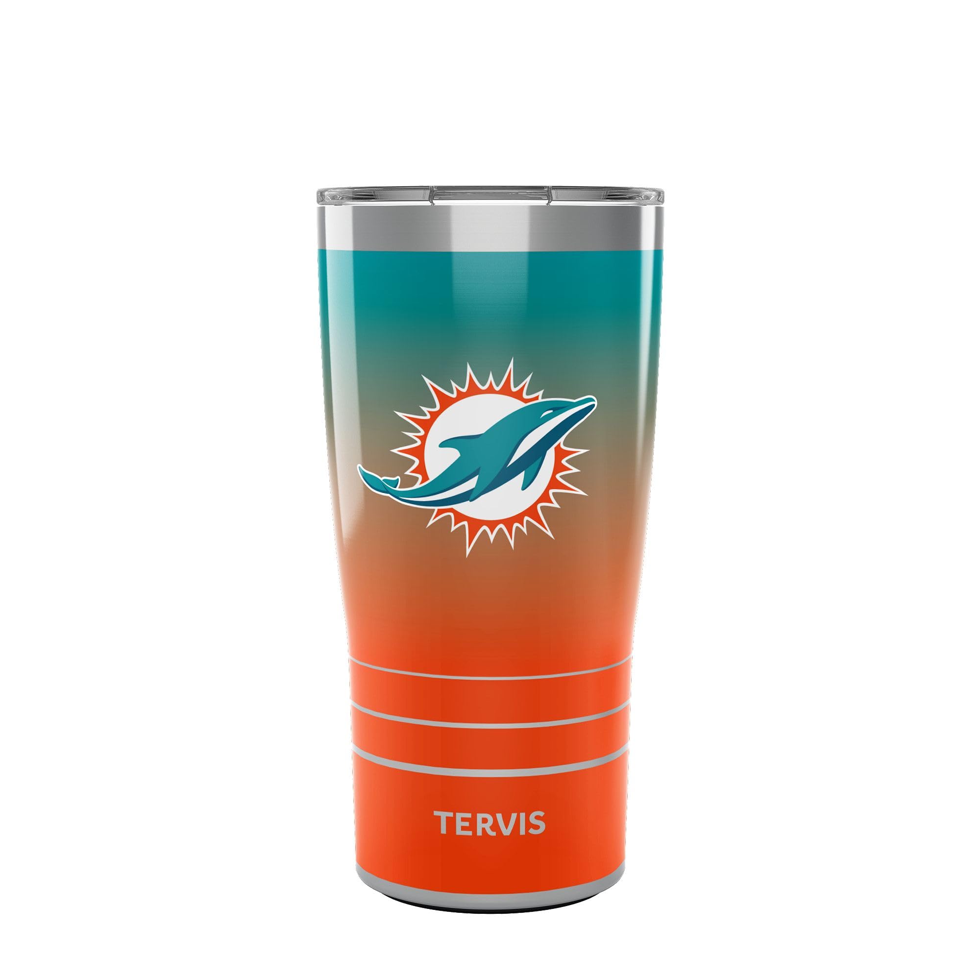 Tervis Traveler NFL Miami Dolphins  Ombre Triple Insulated Tumbler Travel Cup Keeps Drinks Cold & Hot, 20oz, Stainless Steel