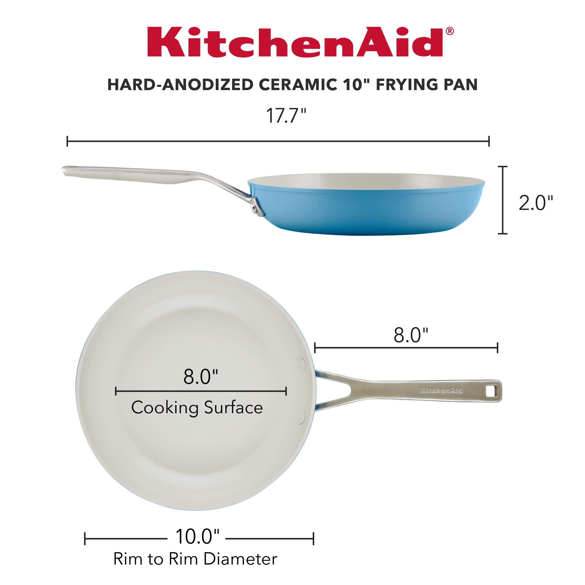 Kitchenaid Hard Anodized Ceramic Nonstick Frying Pan/Skillet, 10 Inch, Blue Velvet