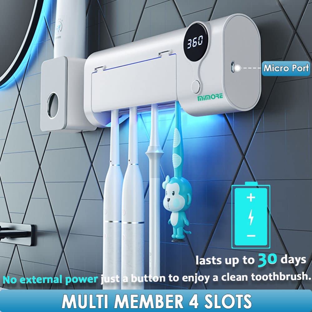 Mimore Toothbrush Sanitizer, Toothbrush Sanitizer And Holder W/Sterilization Function, Toothbrus Hsterilizer Wall Mounted For Ba