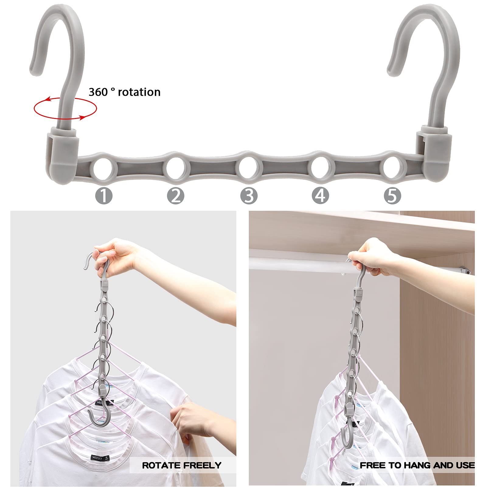 College Dorm Room Essentials: 12 Pack Stronger Organizers And Storage Hangers With 5 Holes For Heavy Clothes, Magic Space Saving