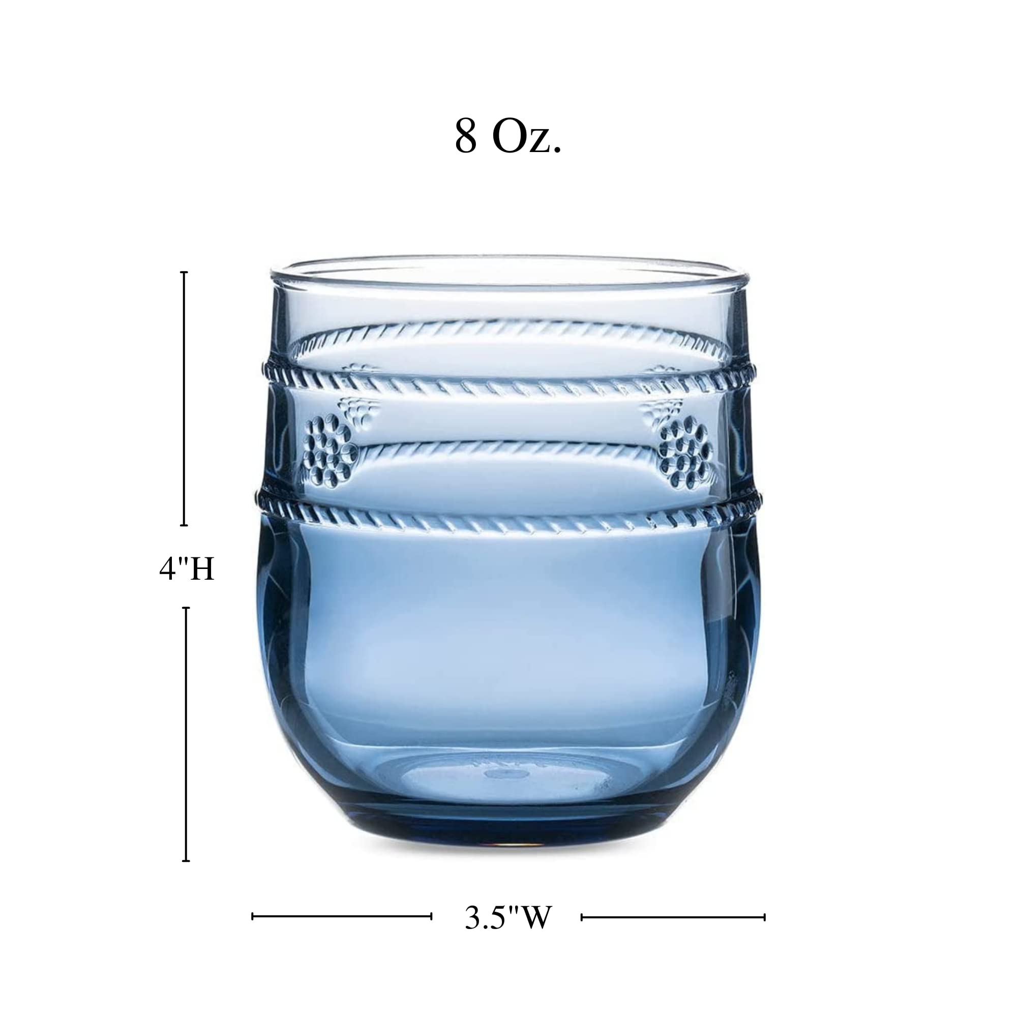 Juliska Blue Isabella Acrylic Tumbler - Unbreakable, Acrylic, Embossed Drinking Glass