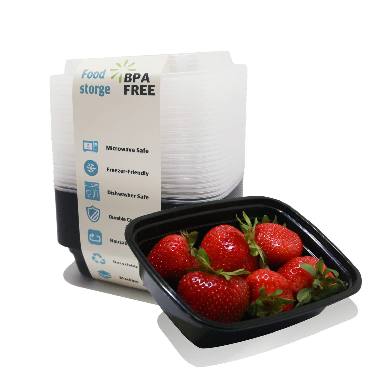 PARTYHIPPO Small Meal Prep Containers Single Lids, 12 OZ [25-Pack] Food Storage Bento BPA Free | Stackable | Reusable Lunch Boxe