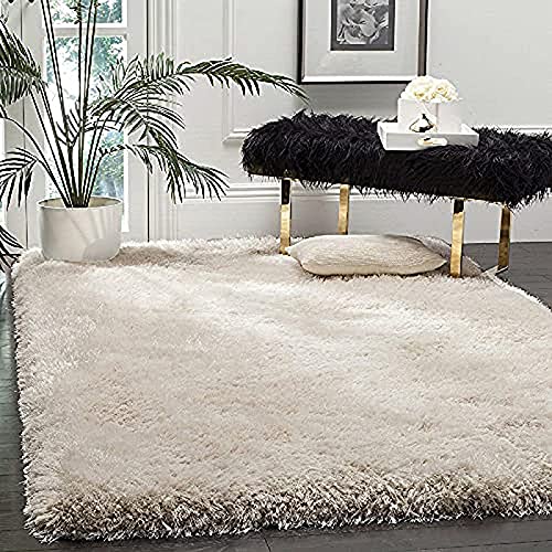 Gem Carpets Soft Modern Shag Area Rugs Fluffy Living Room Carpet Comfy Bedroom Home Decorate Floor Kids Playing Mat Cream(6X9 Fe