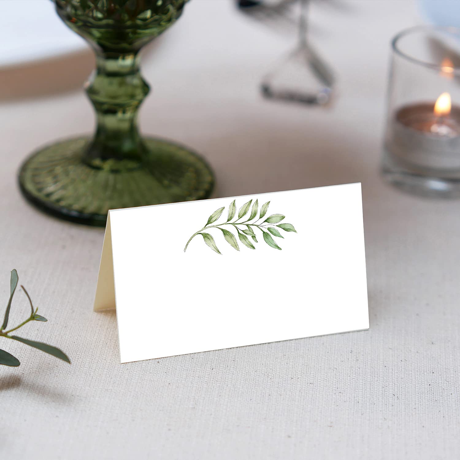 50 Pack Place Cards, Wedding Name Place Cards, Greenery Table Place Cards For Wedding Or Party, Seating Place Cards For Tables,
