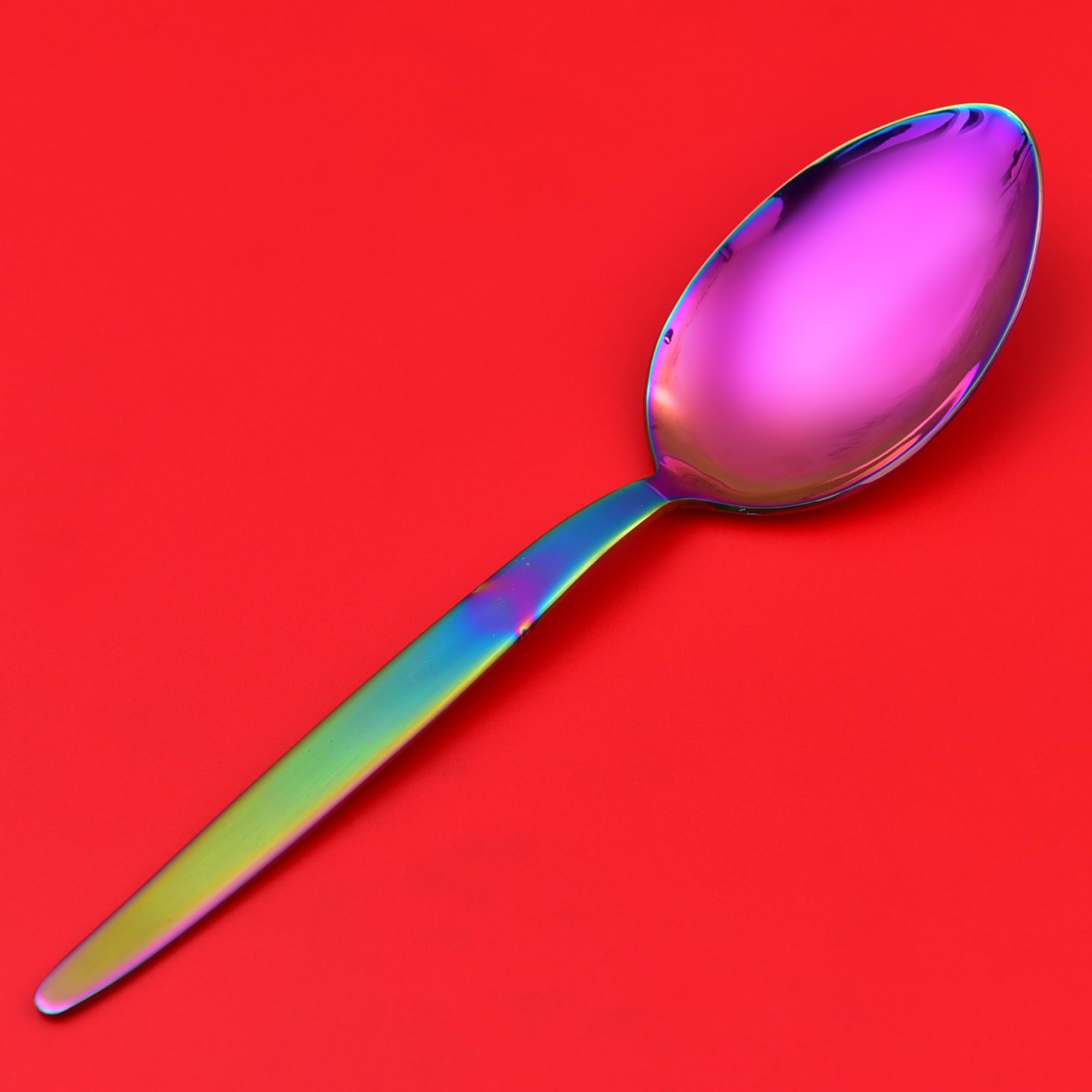 Bnazind Kunz Spoons Cooking Spoons 18/10 Stainless Steel Titanium Shiny Rainbow Basting Spoon - 9 Inches Plating Spoons - Daily