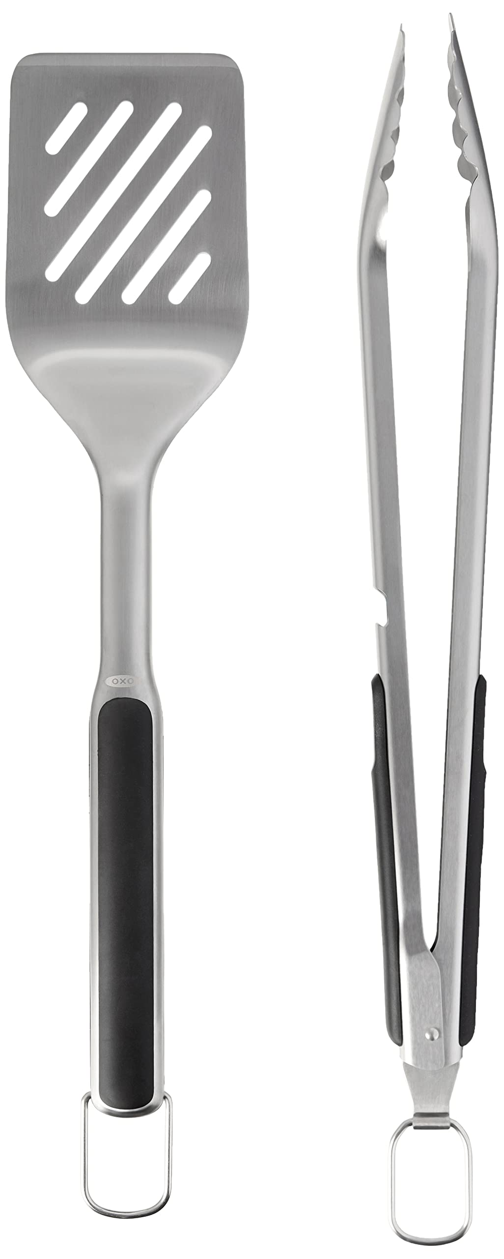 Oxo Good Grips Grilling, 3Pc Set - Tongs, Turner And Tool Rest, Black