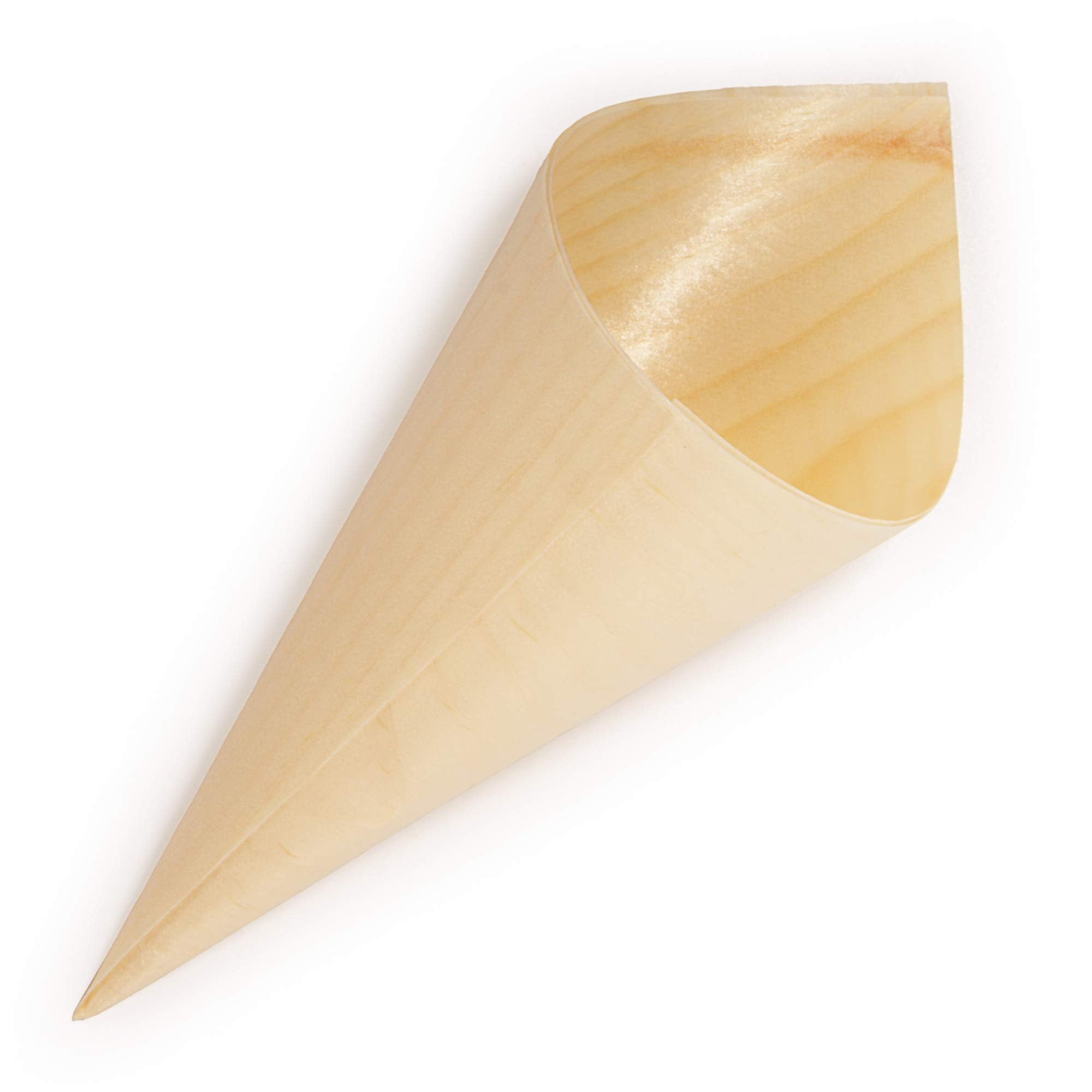 Bamboomn - Disposable Food And Appetizer Wood Cones - 5'' X 2'' - 300 Pieces