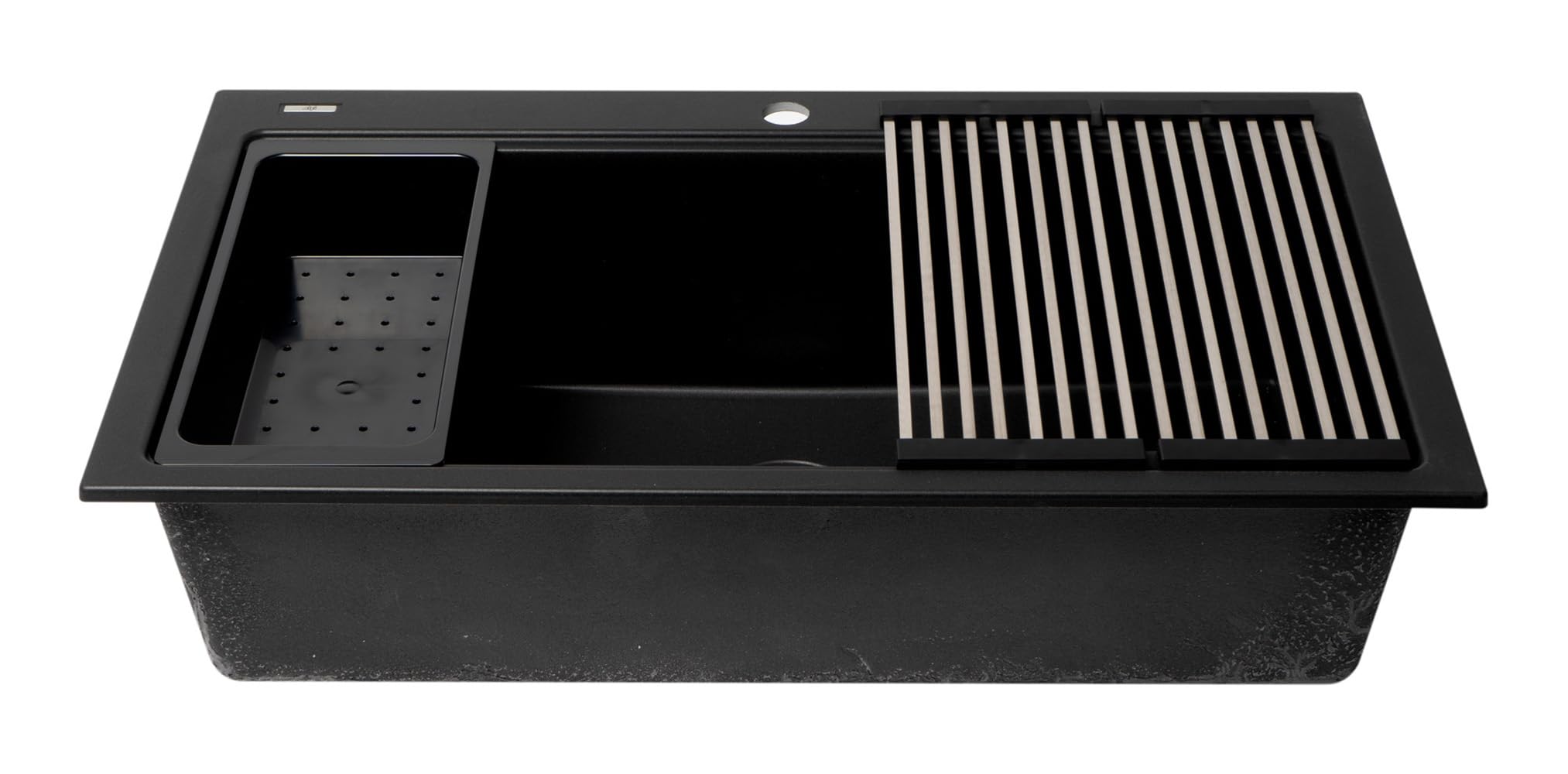 Alfi Brand Ab3418Sbdi-Bla Black 33'' Granite Composite Workstation Step Rim Single Bowl Drop In Sink With Accessories