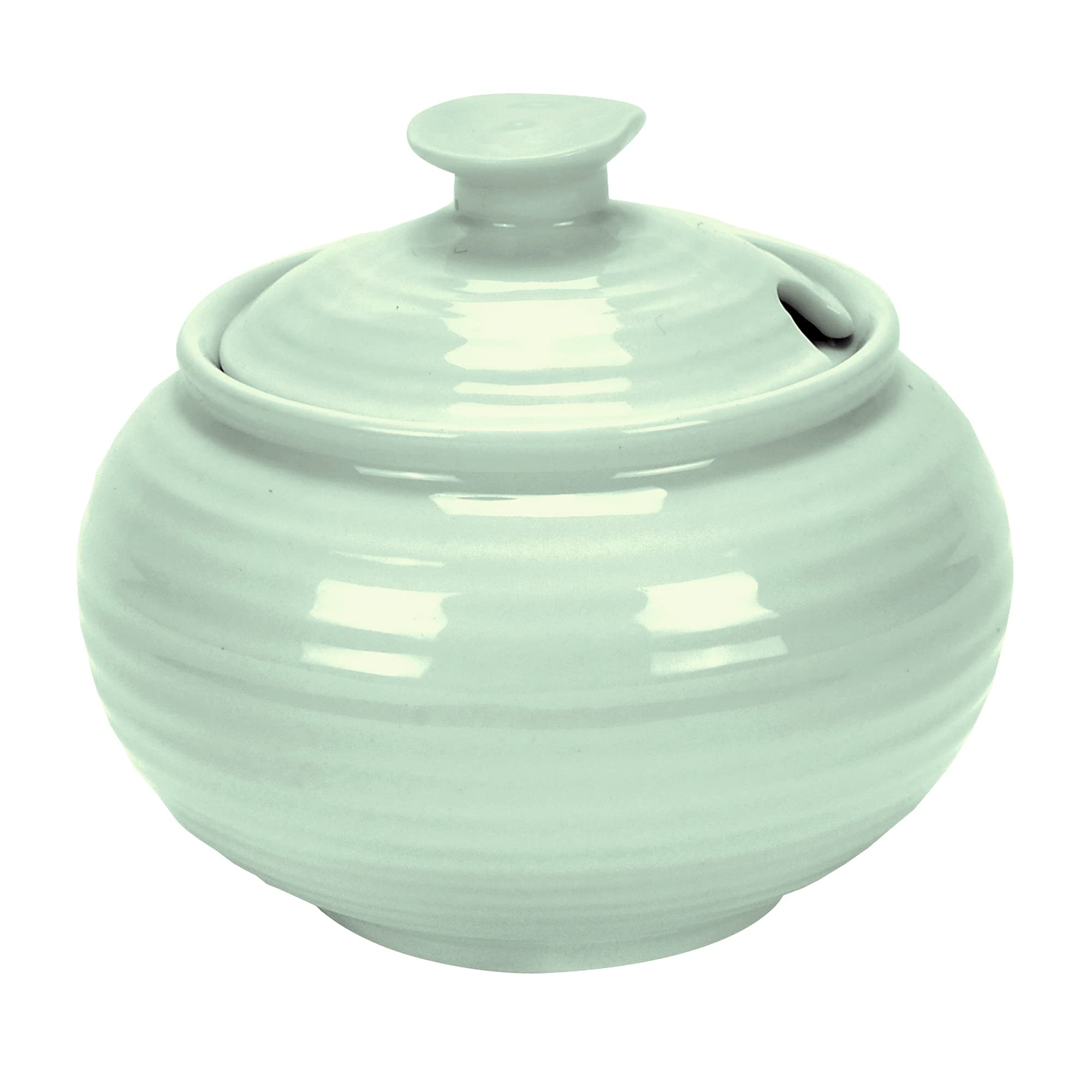 Portmeirion Sophie Conran Celadon Covered Sugar Bowl | 11 Oz Sugar Container | Sugar Jar For Coffee Bar, Home, And Kitchen Count