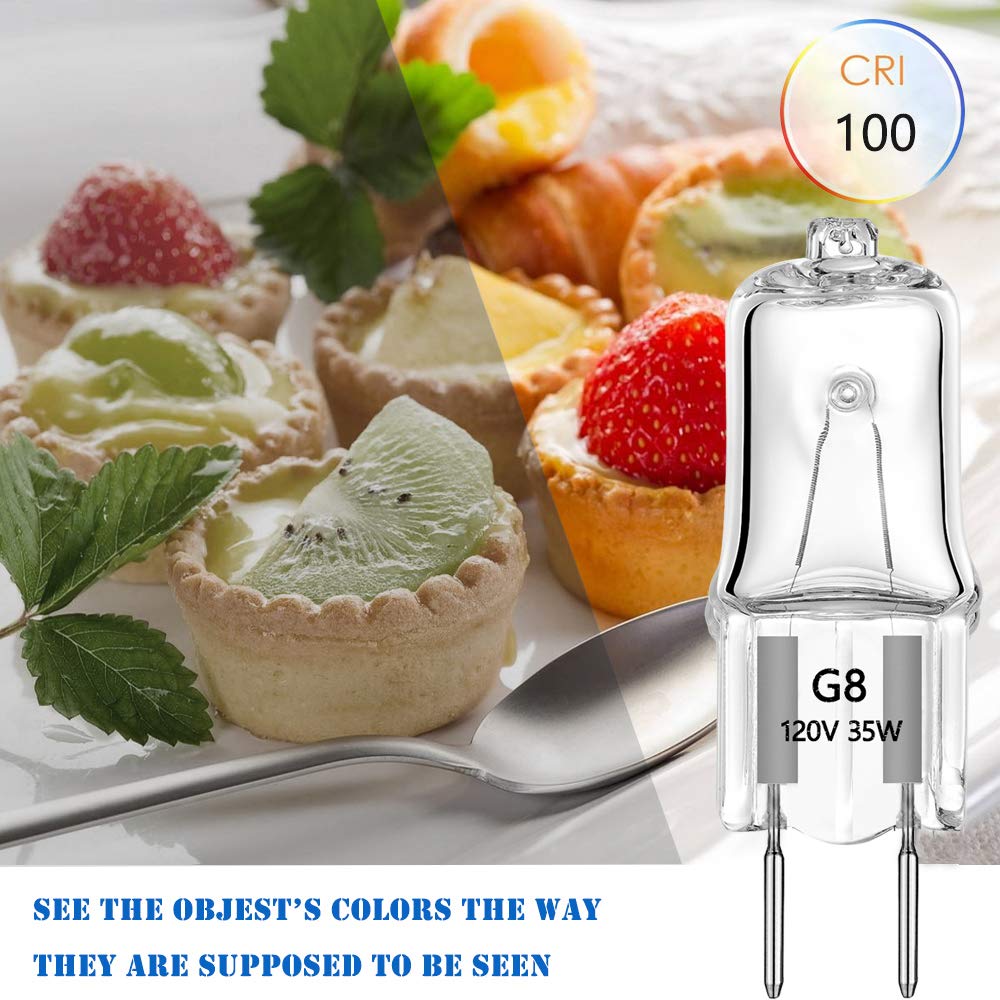 Bogao Halogen Light Bulb for GE Microwave Oven - 35W, Silver, Model WB25X10019, 4 Count Pack