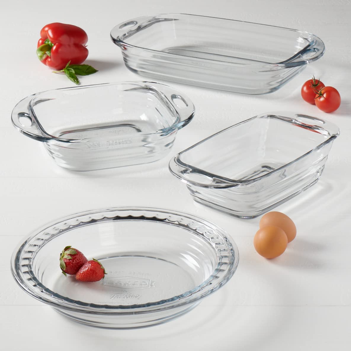 Anchor Hocking 4 Piece FireKing Glass Baking Dish Starter Set, Tempered Tough for Oven, Fridge, and Freezer