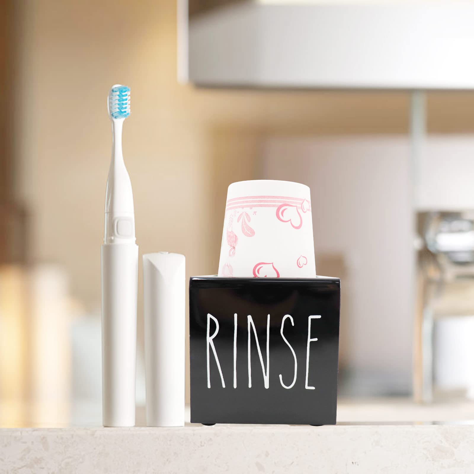 Black Acrylic Dixie Cup Dispenser, Disposable Paper Cup Dispenser Storage Holder, 3/5 Oz Dixie Cup Holder, Bathroom Paper Cup Ri