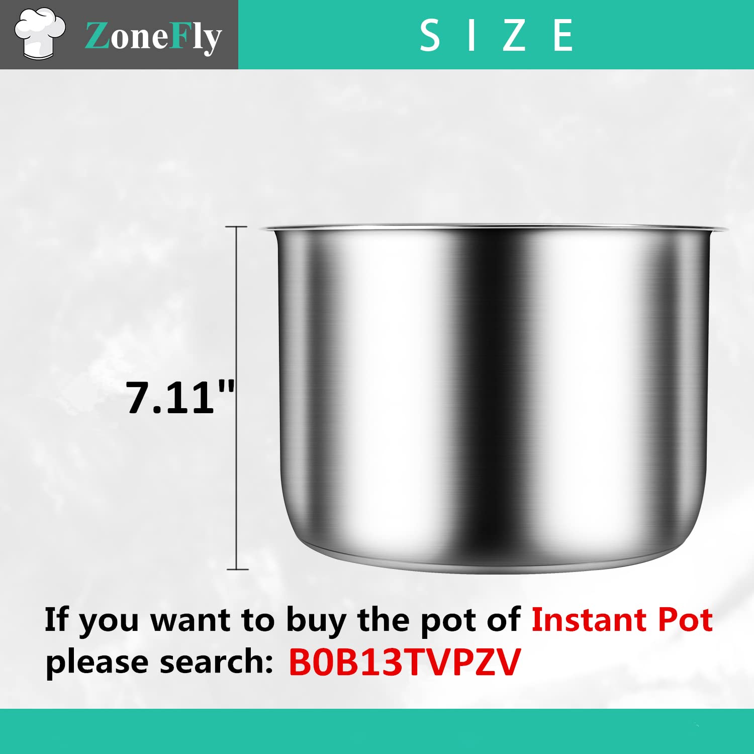 Original 8Qt Power Cooker XL Replacement Inner Pot Stainless Steel Compatible with 8 Quart Power Pressure Cooker Model PPC772 (o
