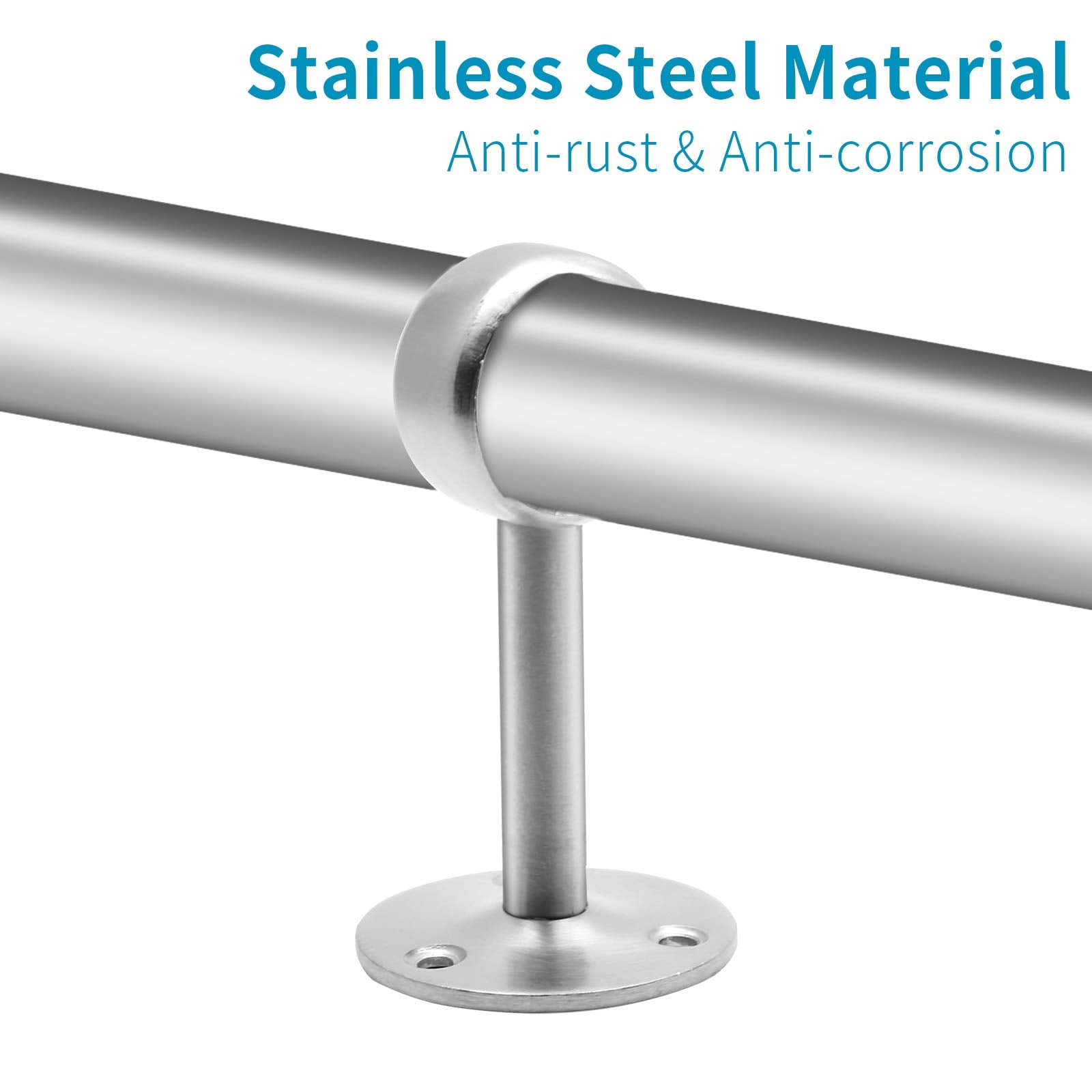 Jiozermi 8 Pcs 1 Inch Ceiling Mount Curtain Rod Bracket, Flange Closet Rod Holder, Heavy Duty Stainless Steel Shower Curtain Rod