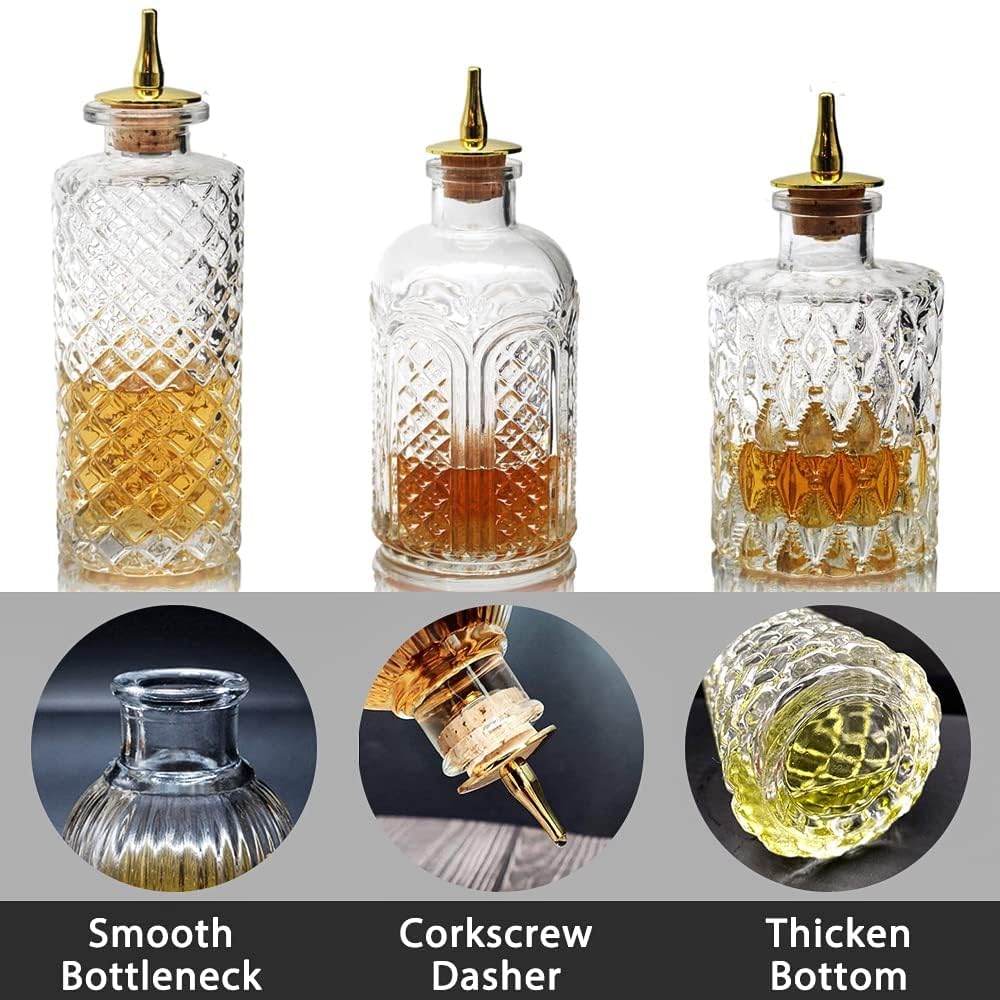 Suprobarware Bitters Bottle For Cocktails - Glass Dasher Bottles With Dash Tops, Great For Bartender,Home Bar