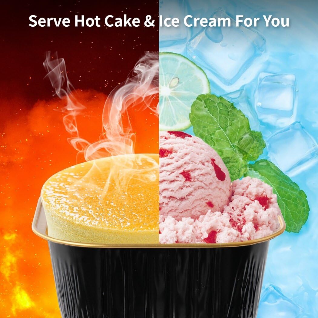 Homaisson 100 Pcs Aluminum Foil Cups, 5Oz Dessert Cups With Lids, Cupcake Liners Foil Baking Cup, Disposable Ramekins Muffin Ind