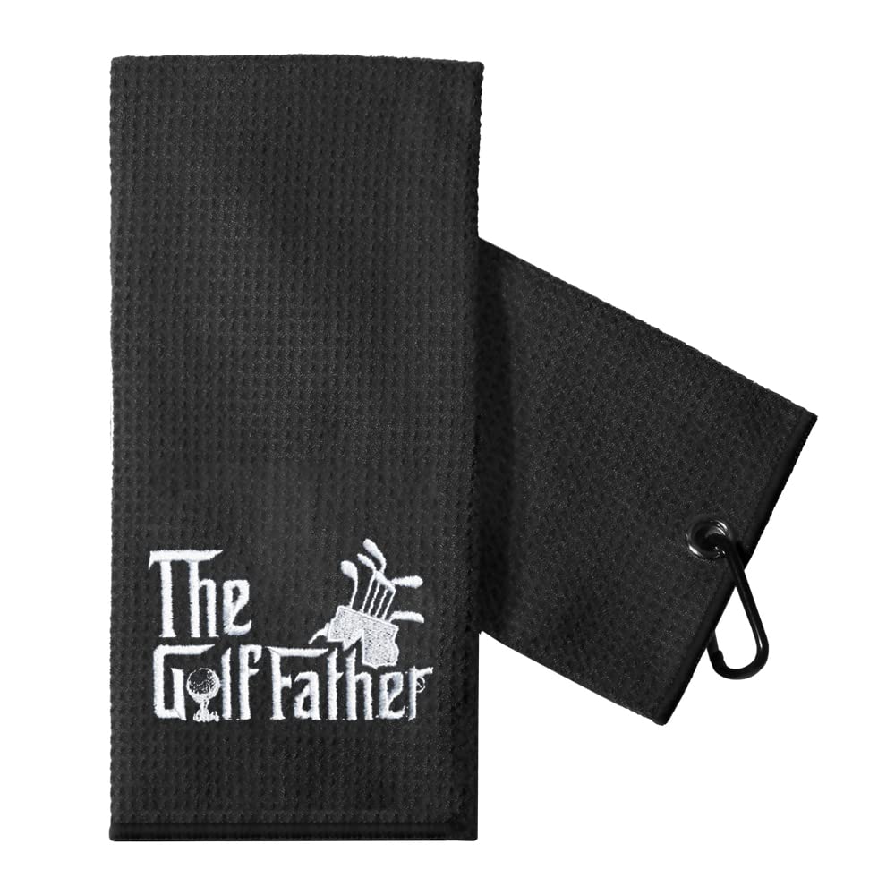 TOUNER The Golf Father Embroidered Golf Towel, Funny Golfing Gifts for Dad, Retirement Gifts for Men Golfer, Golfing Bag Towel P