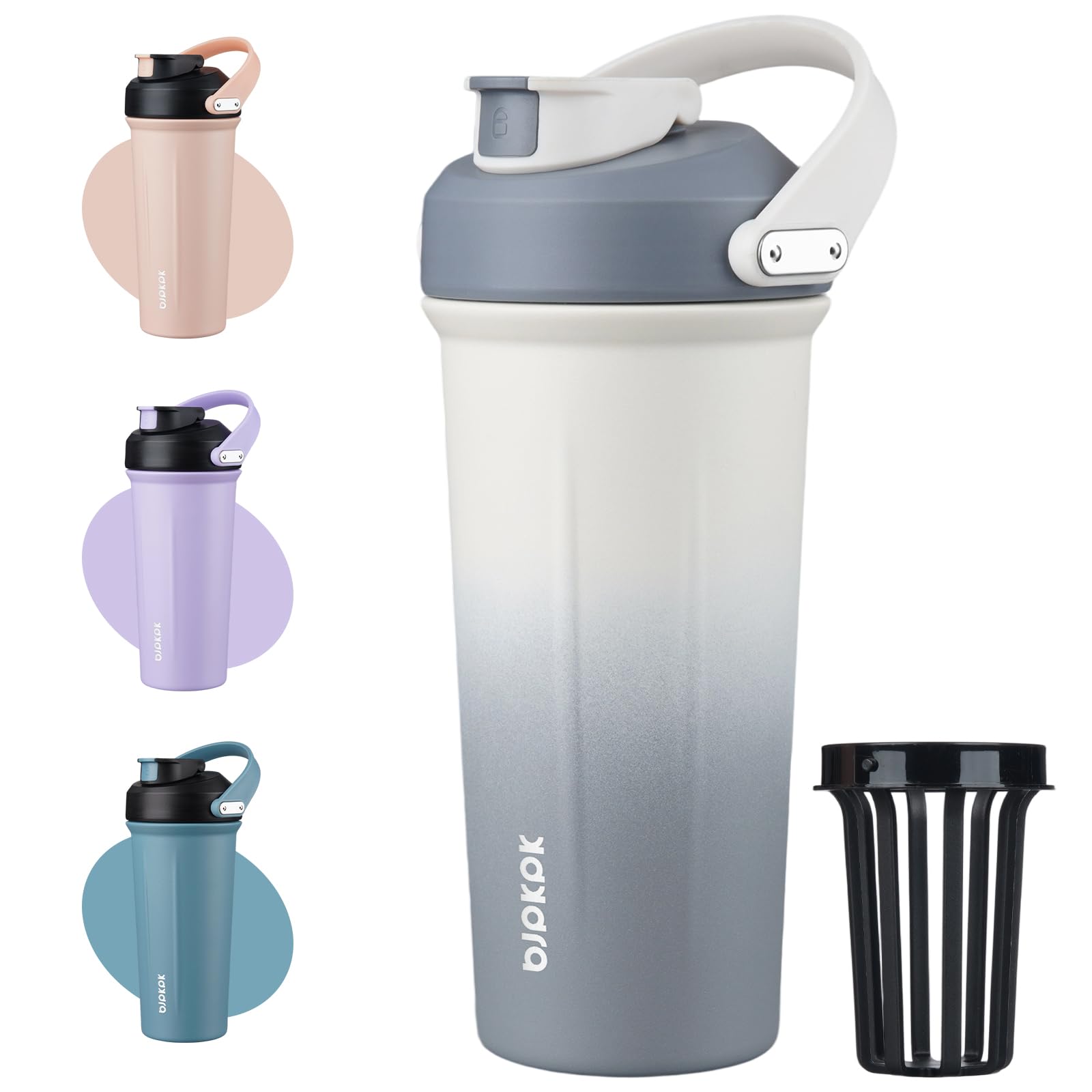 BJPKPK 25oz Insulated Protein Shaker Bottle Stainless Steel Cup with Handle