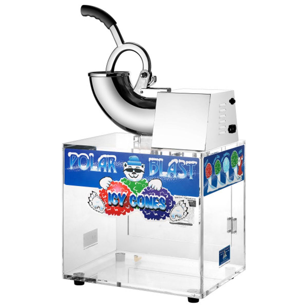 Polar Blast Snow Cone Machine - Acrylic Crushed Ice Maker Grinds Up to 500lbs of Ice Per Hour for Parties, Events, and More by G