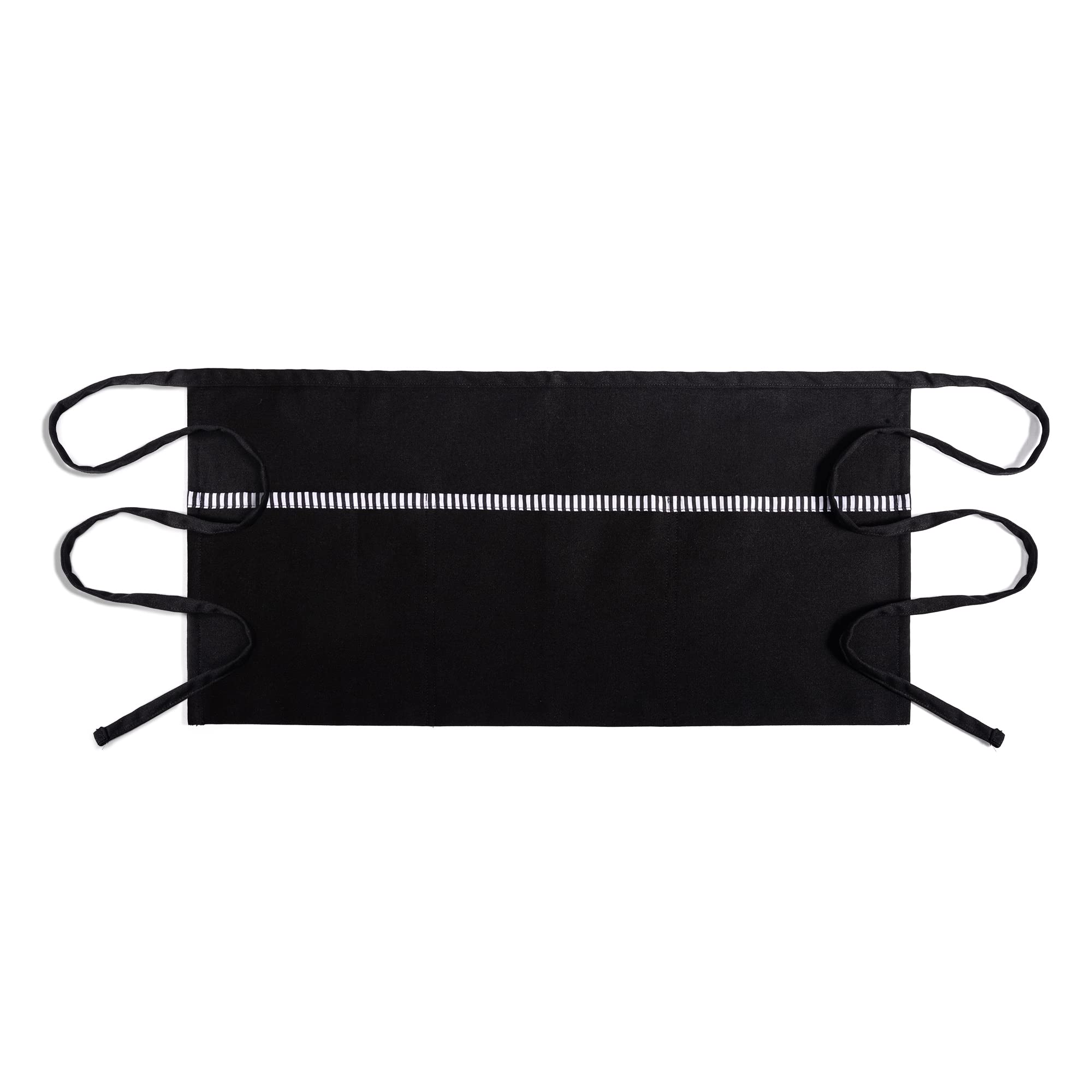 Zihuatailor Waitress Apron With 3 Pockets, 100% Cotton Server Apron, Black Waist Apron, Waiter Apron - 12 Inch