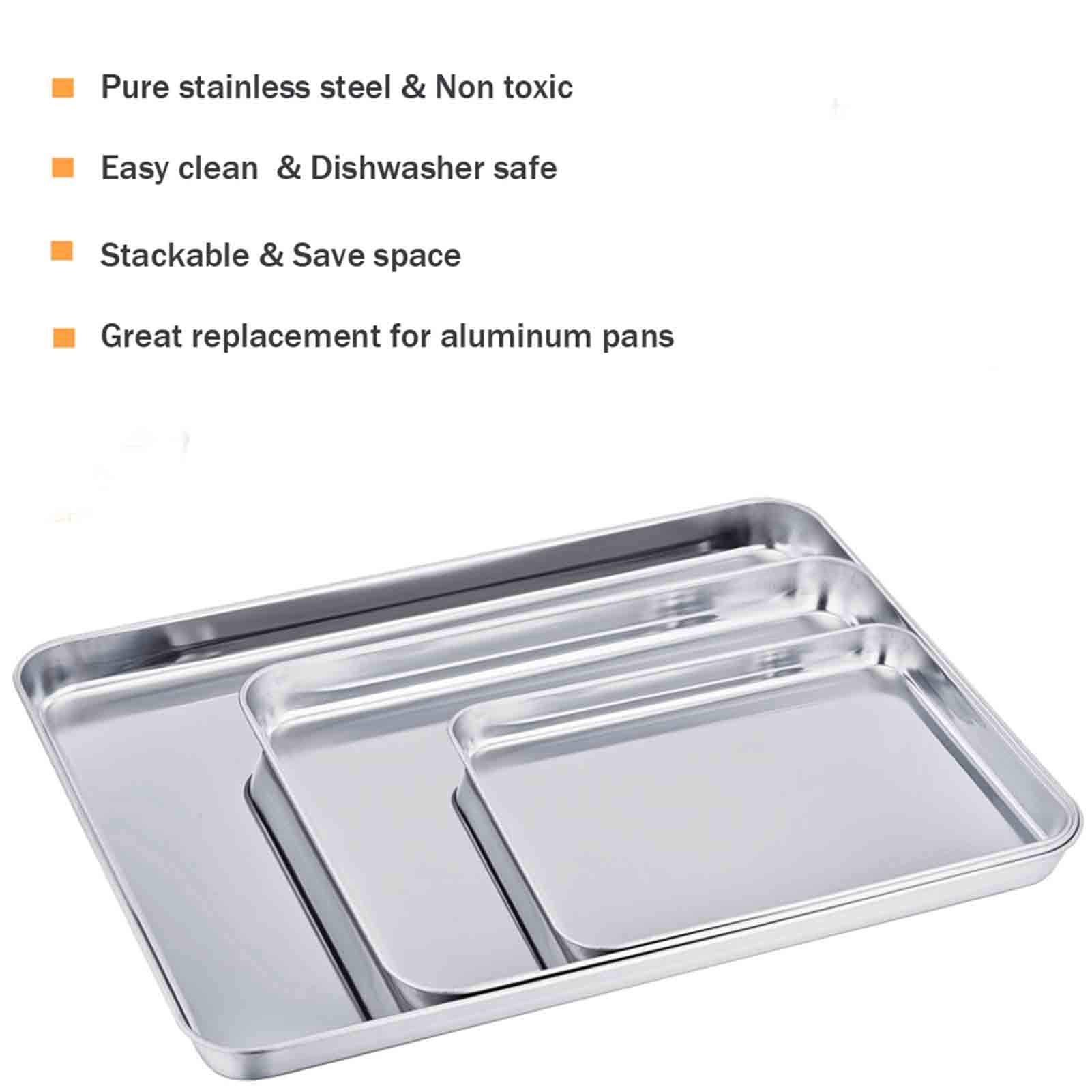 Teamfar Baking Sheet With Rack Set, 20 & 16 & 12, Stainless Steel Cookie Sheet Baking Pans With Cooling Roasting Racks, Non Toxi