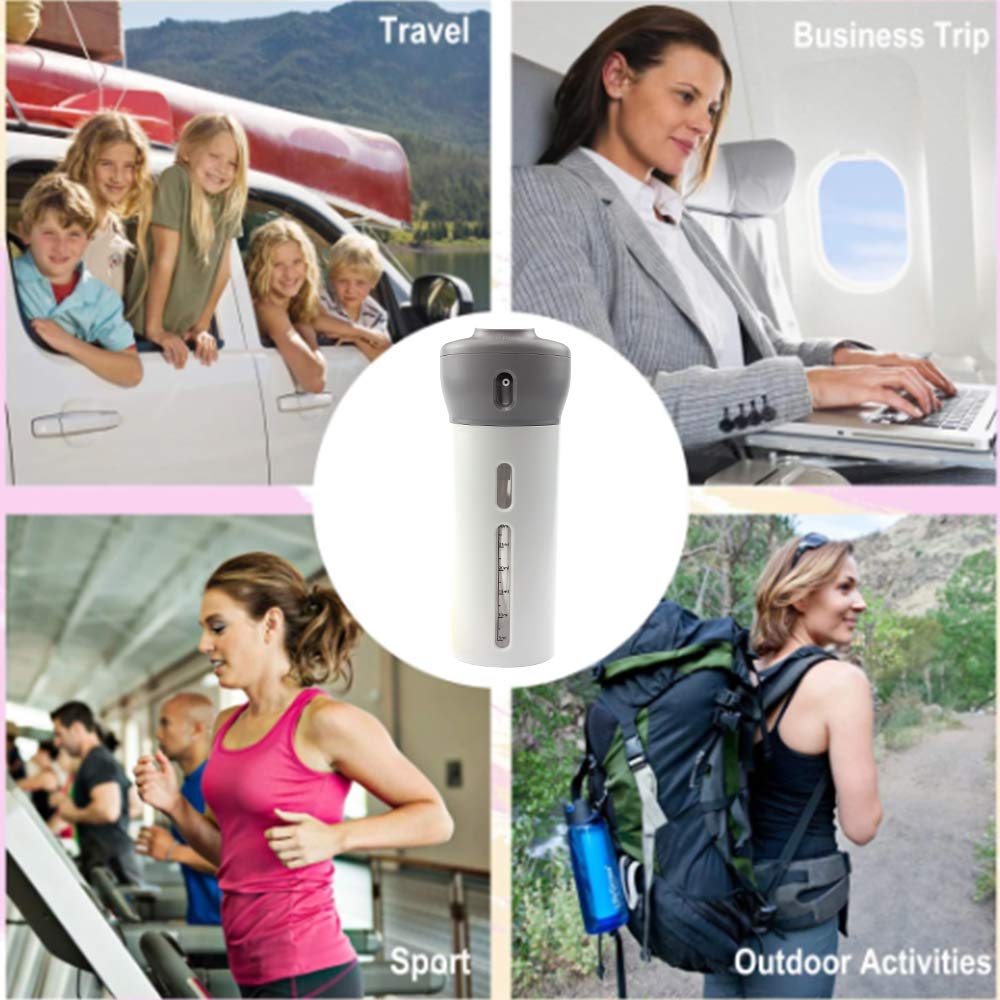 2 Pack Travel Dispenser  CHIVENIDO 4 in 1 Lotion Shampoo Gel Travel Dispenser Shower Bottles Refillable Travel Bottles (Pink+Gray)